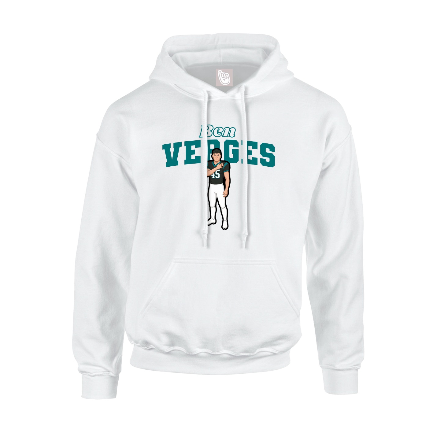 Youth Hoodie — Name Arch in White