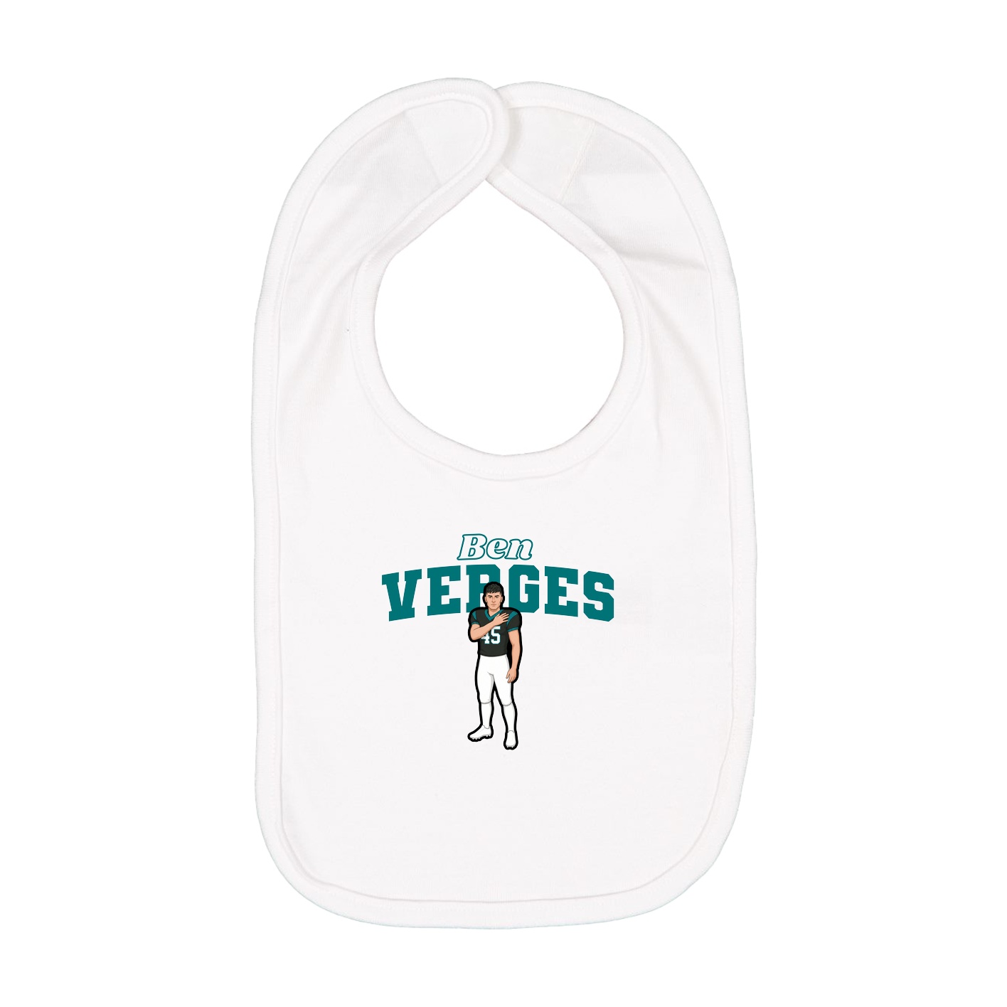Infant Bib — Name Arch in White