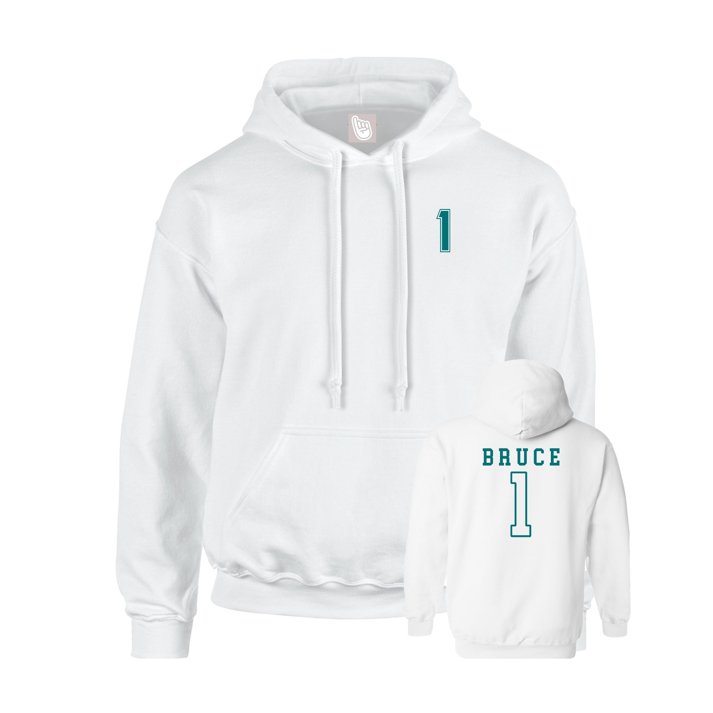 Youth Hoodie — Chest Back in White