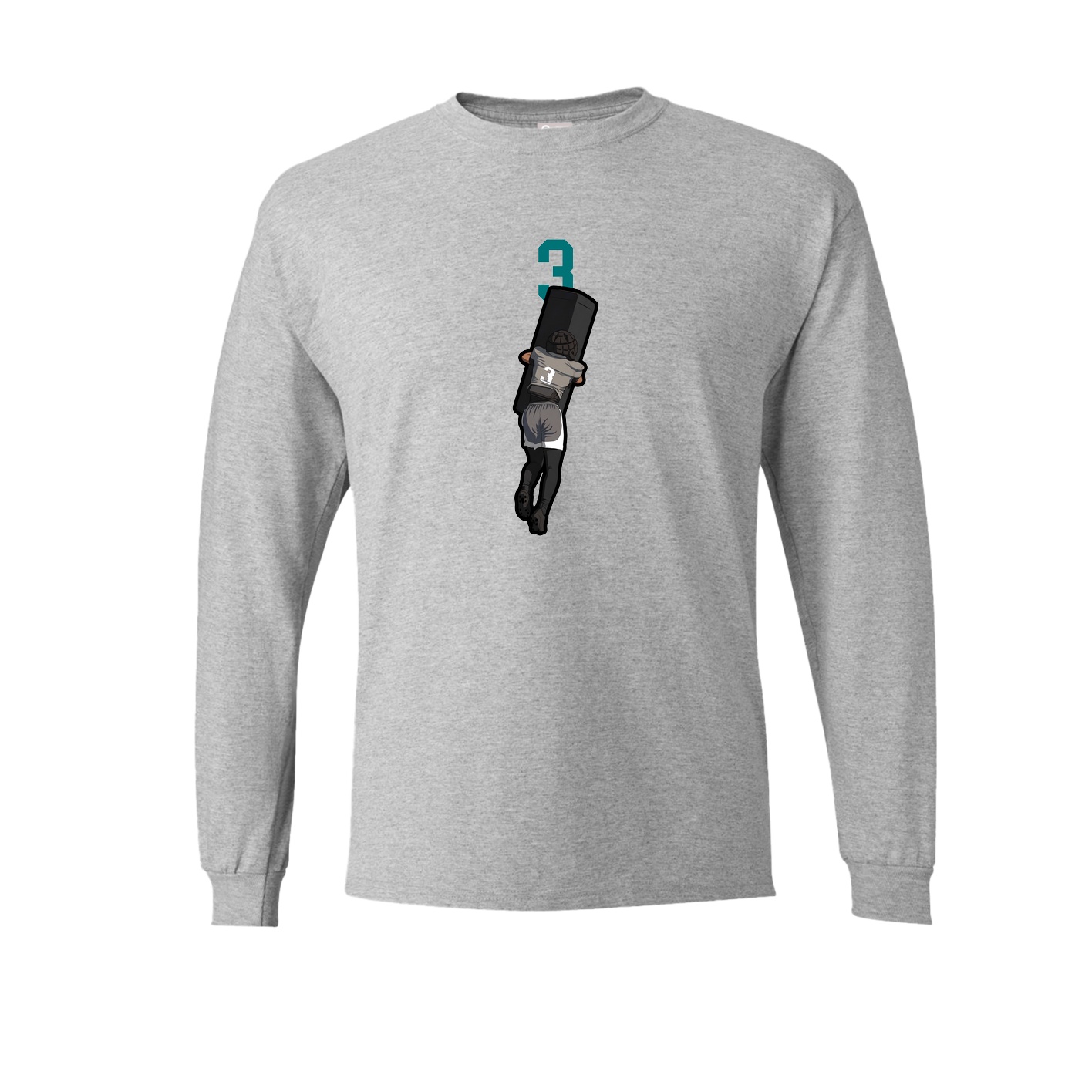Long Sleeve Tee — Number Top in Grey