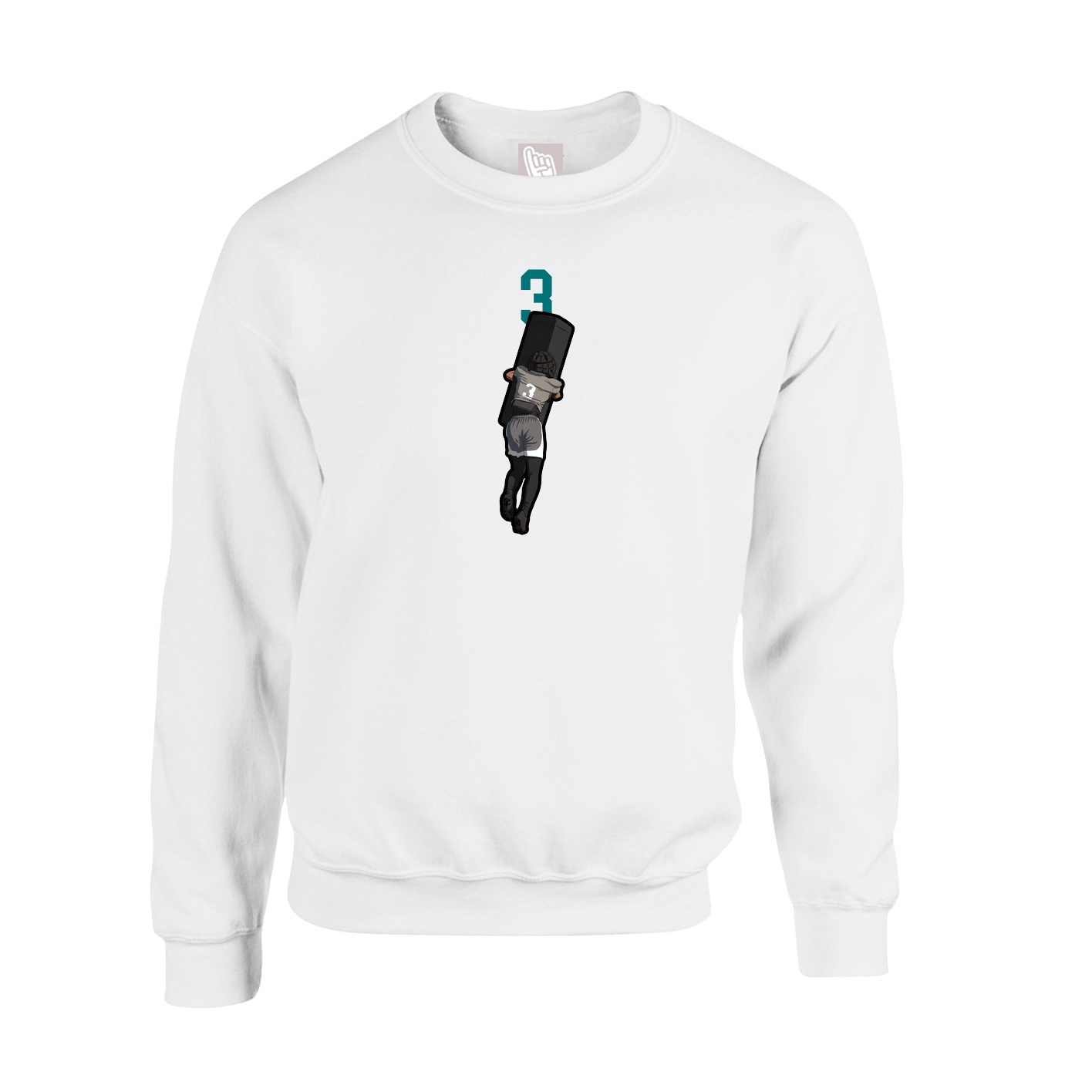Fleece Crew — Number Top in White