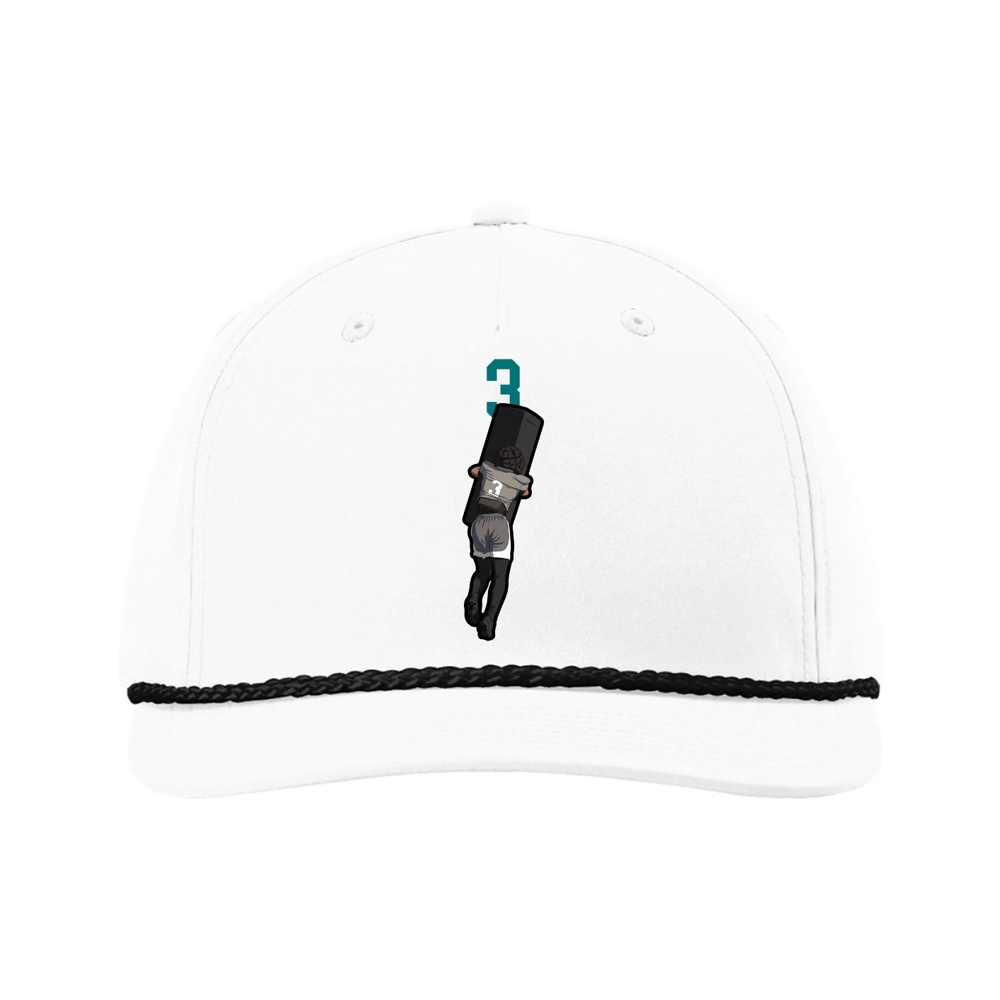 Five-Panel Classic Rope Cap — Number Top in White