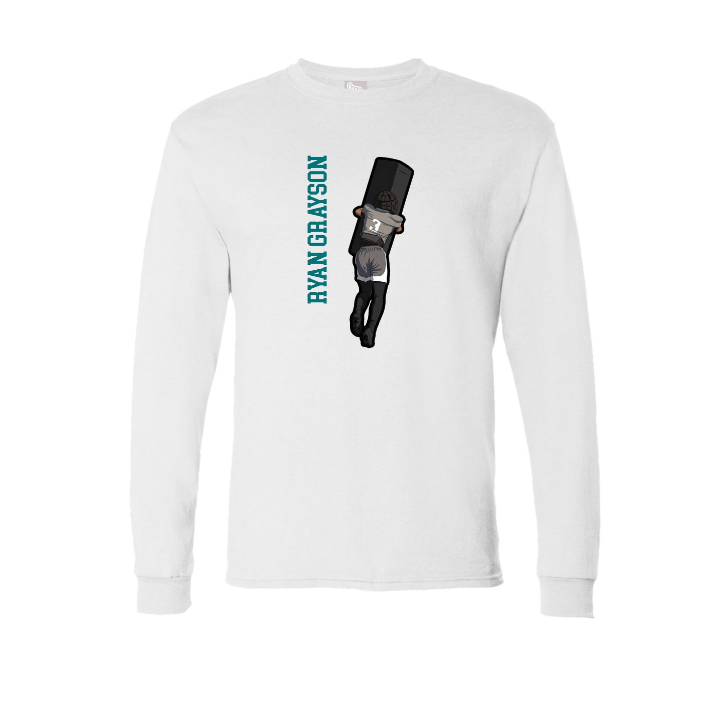 Long Sleeve Tee — Name Vertical in White