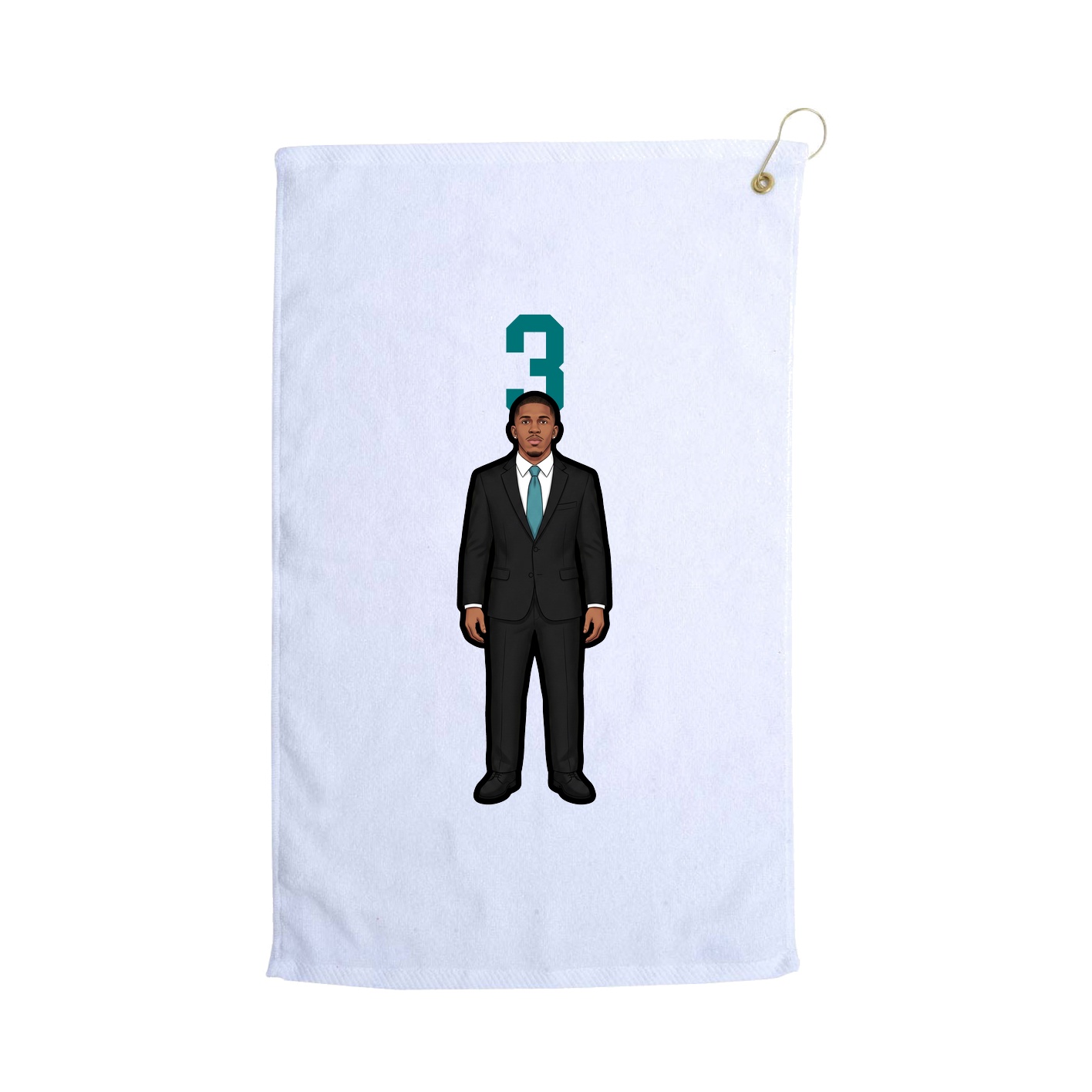 Golf Towel — Number Top in White