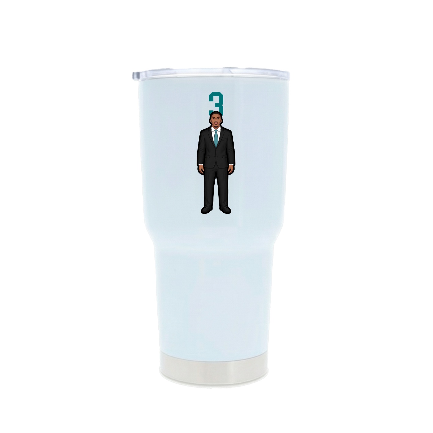 30oz Stainless Steel Tumbler — Number Top in White