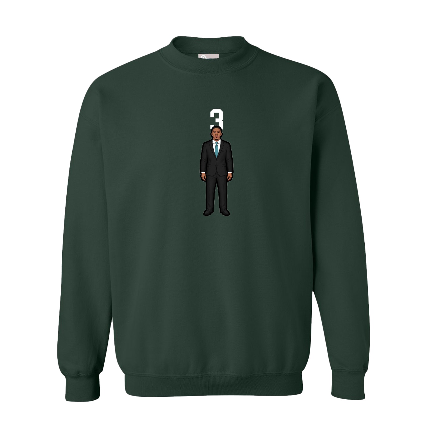 Fleece Crew — Number Top in Green
