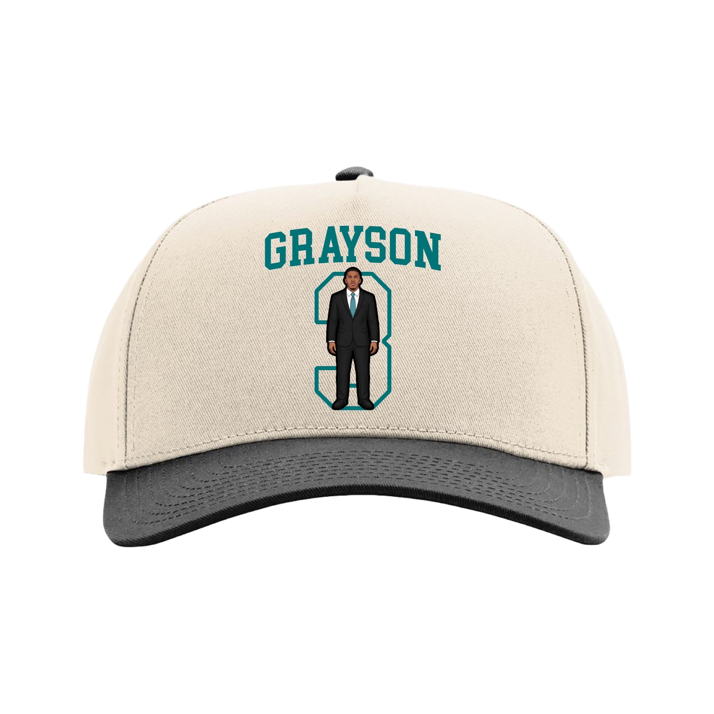 Full Fabric Five-Panel Champ Cap — Shirsey in Cream/Black
