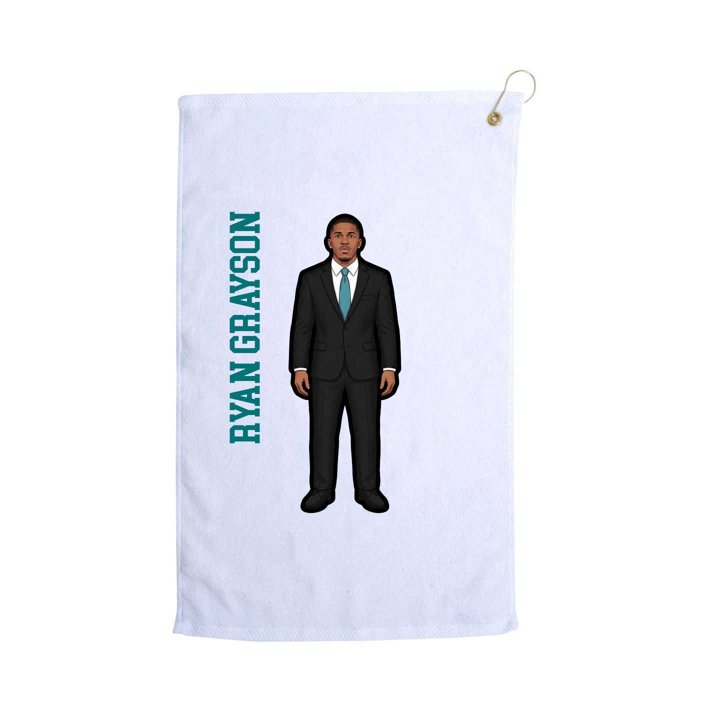 Golf Towel — Name Vertical in White