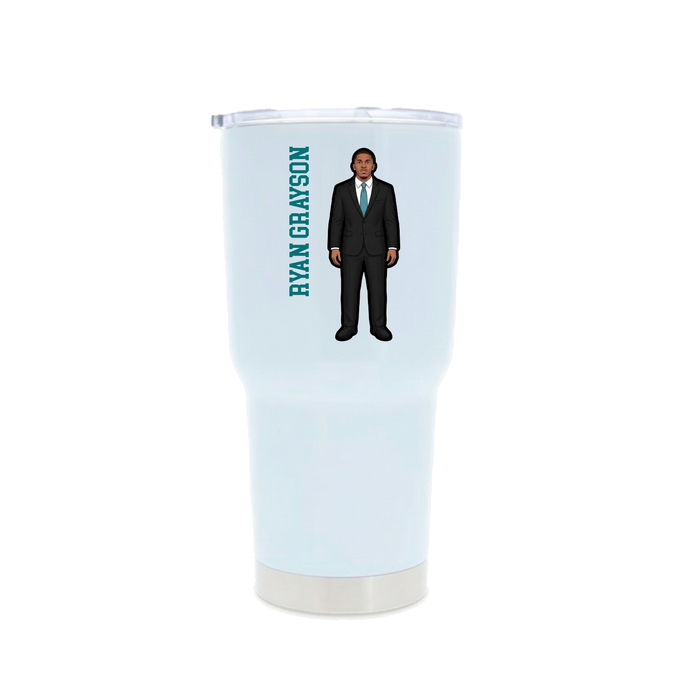 30oz Stainless Steel Tumbler — Name Vertical in White