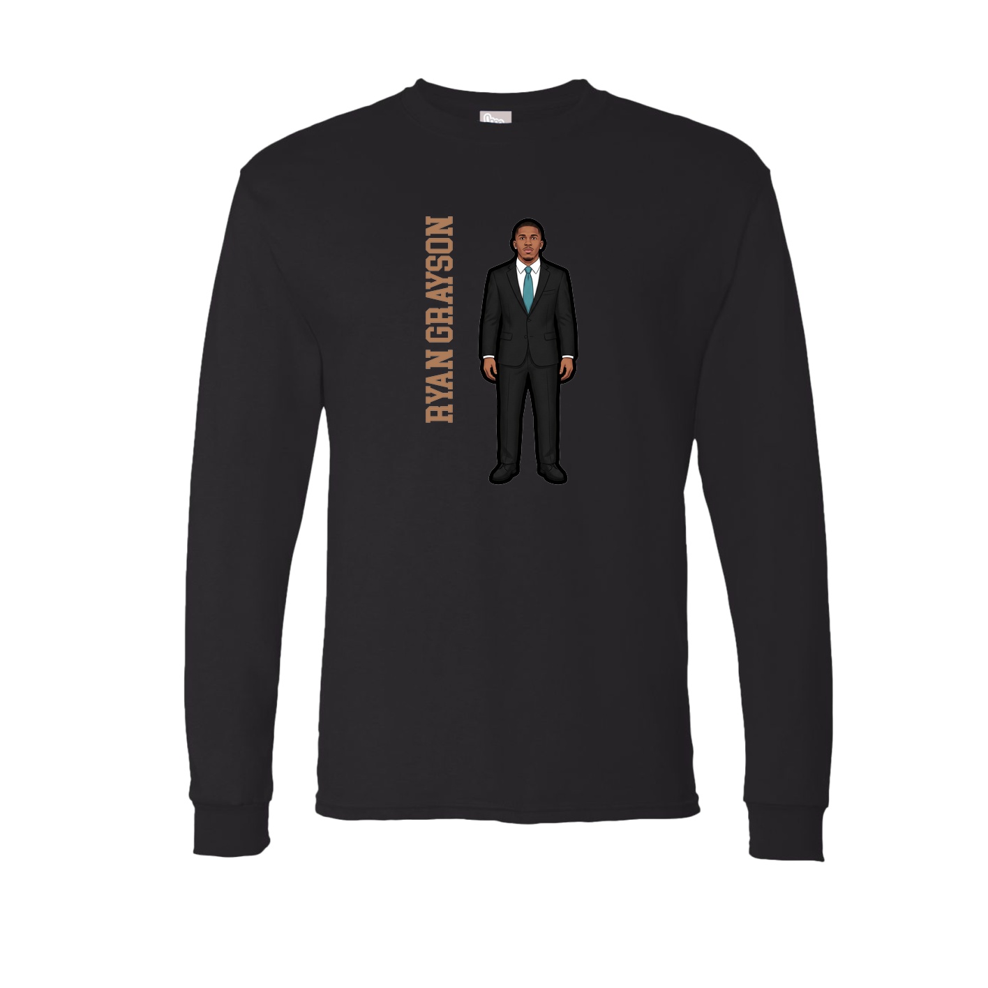Long Sleeve Tee — Name Vertical in Black