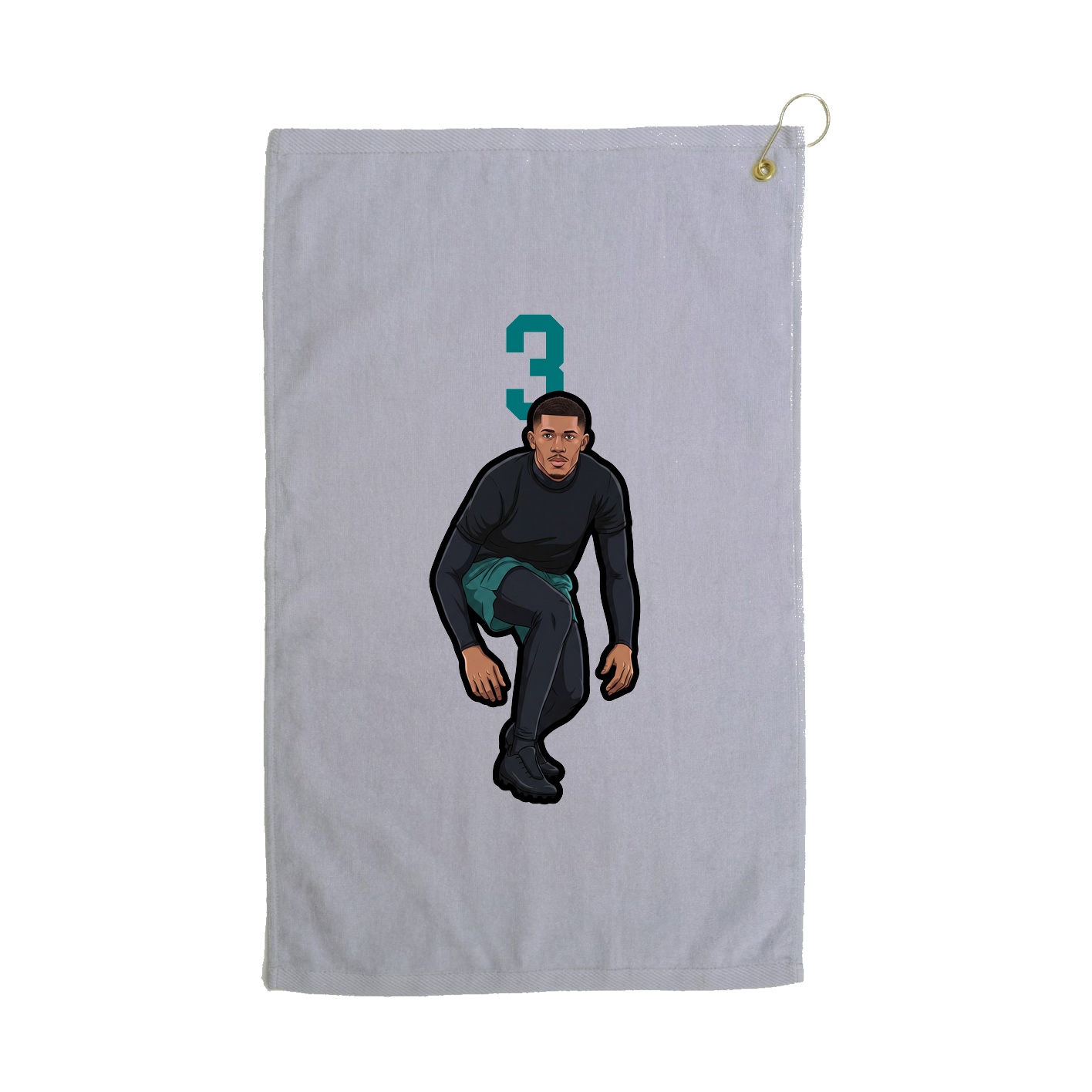 Golf Towel — Number Top in Grey