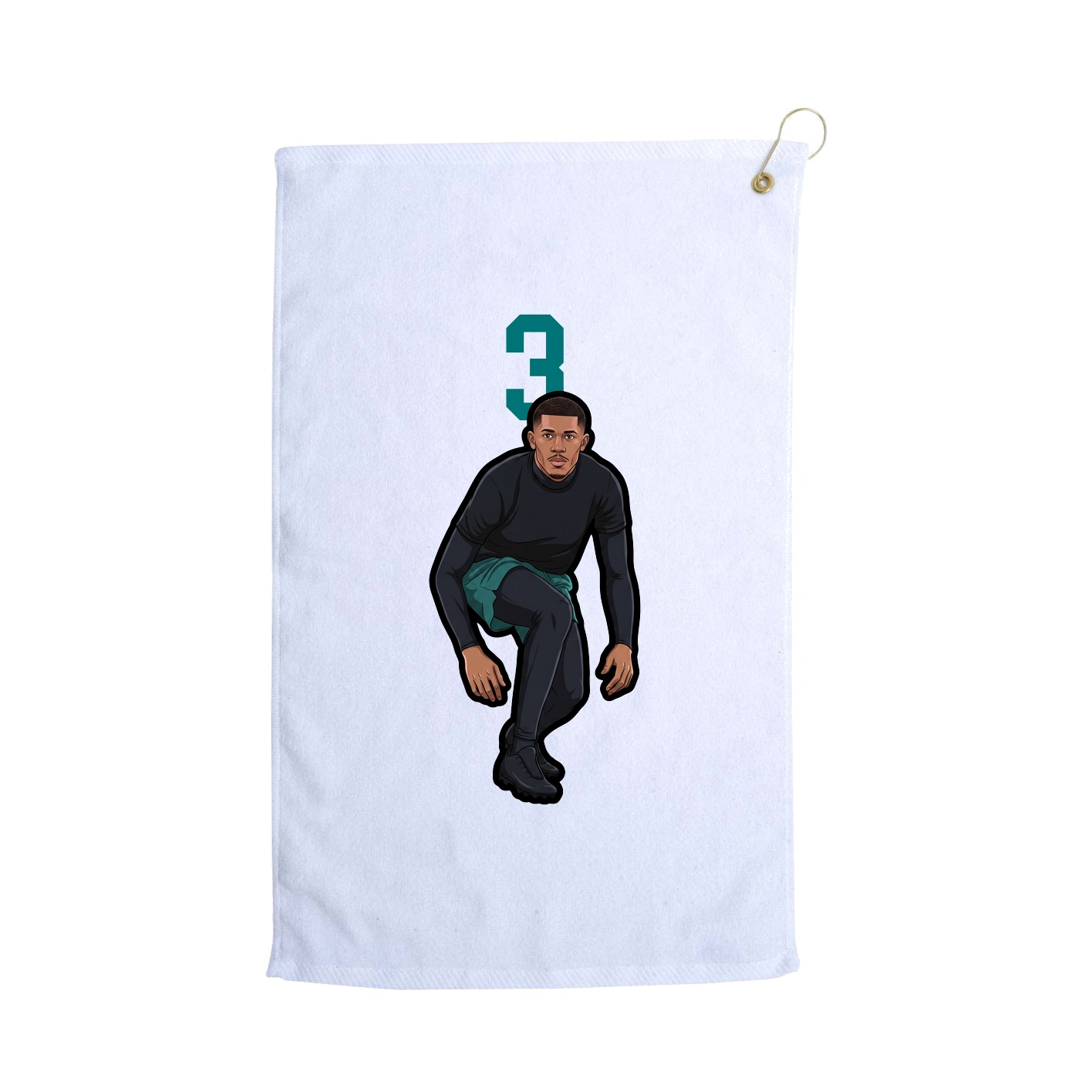 Golf Towel — Number Top in White