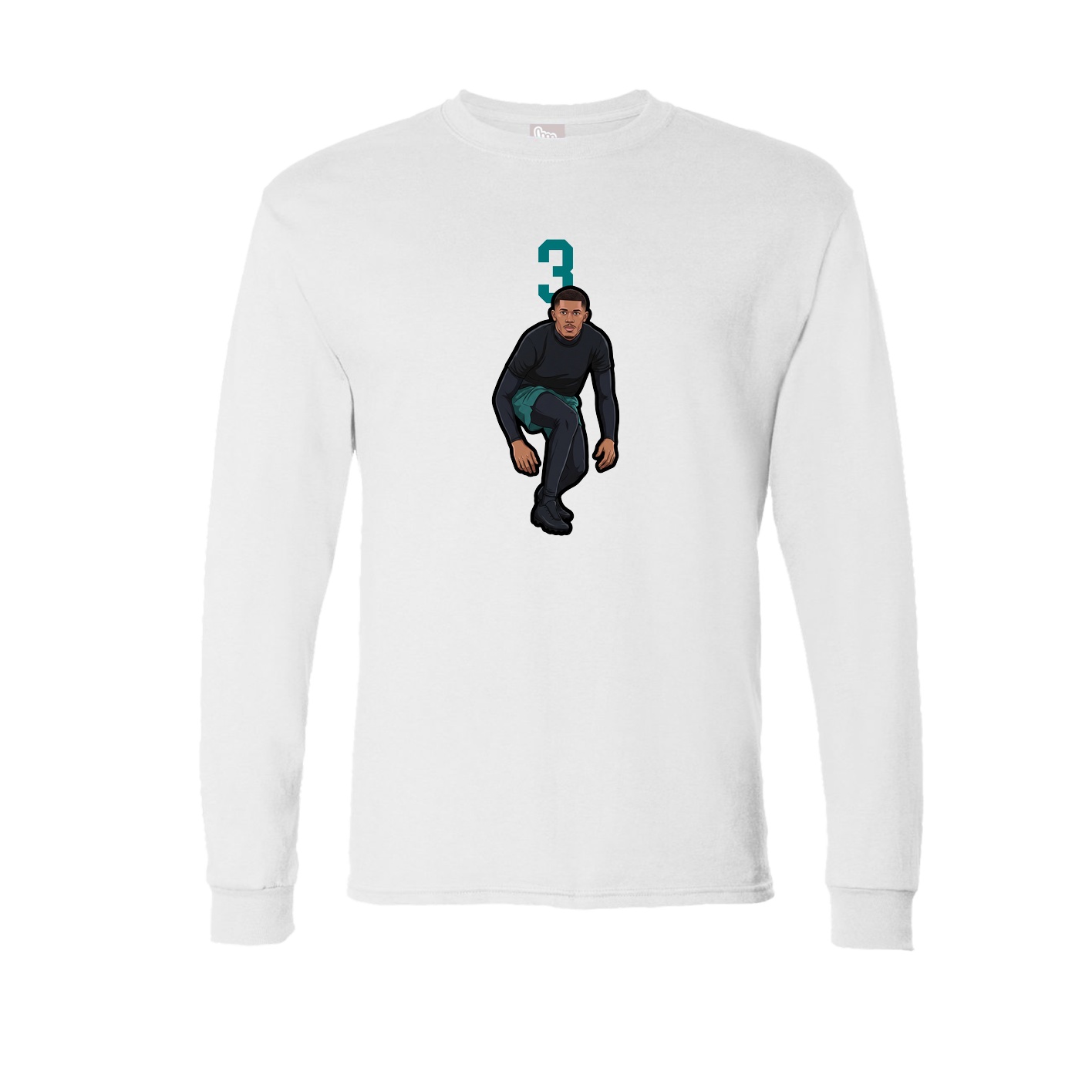 Long Sleeve Tee — Number Top in White