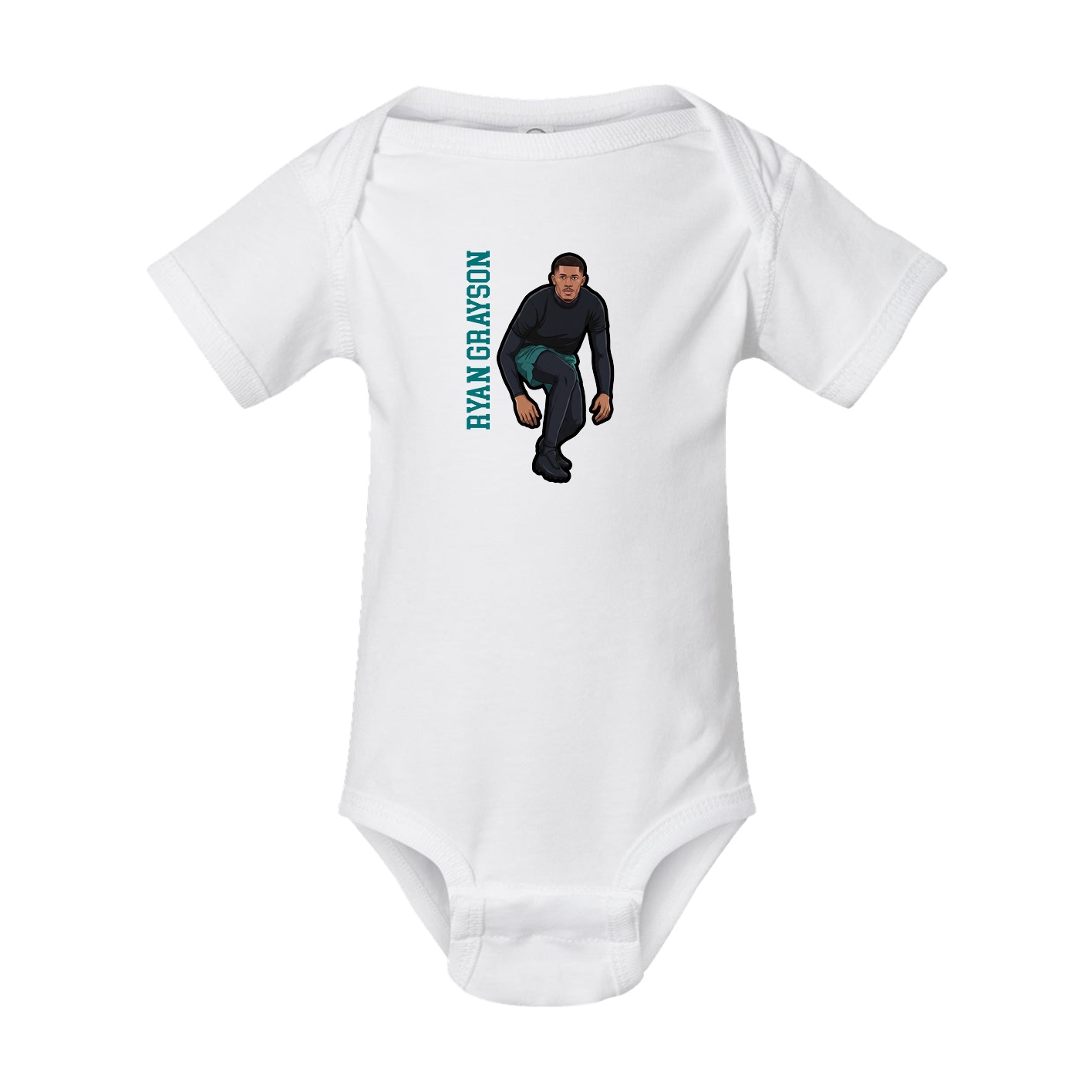 Baby Onesie — Name Vertical in White