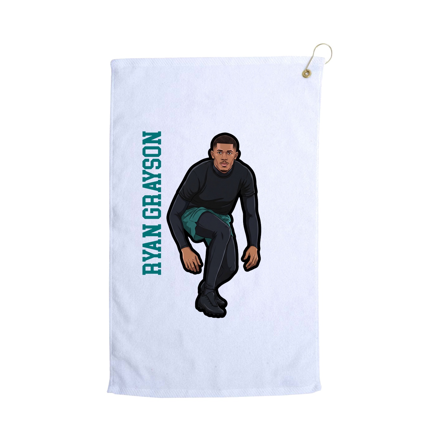 Golf Towel — Name Vertical in White