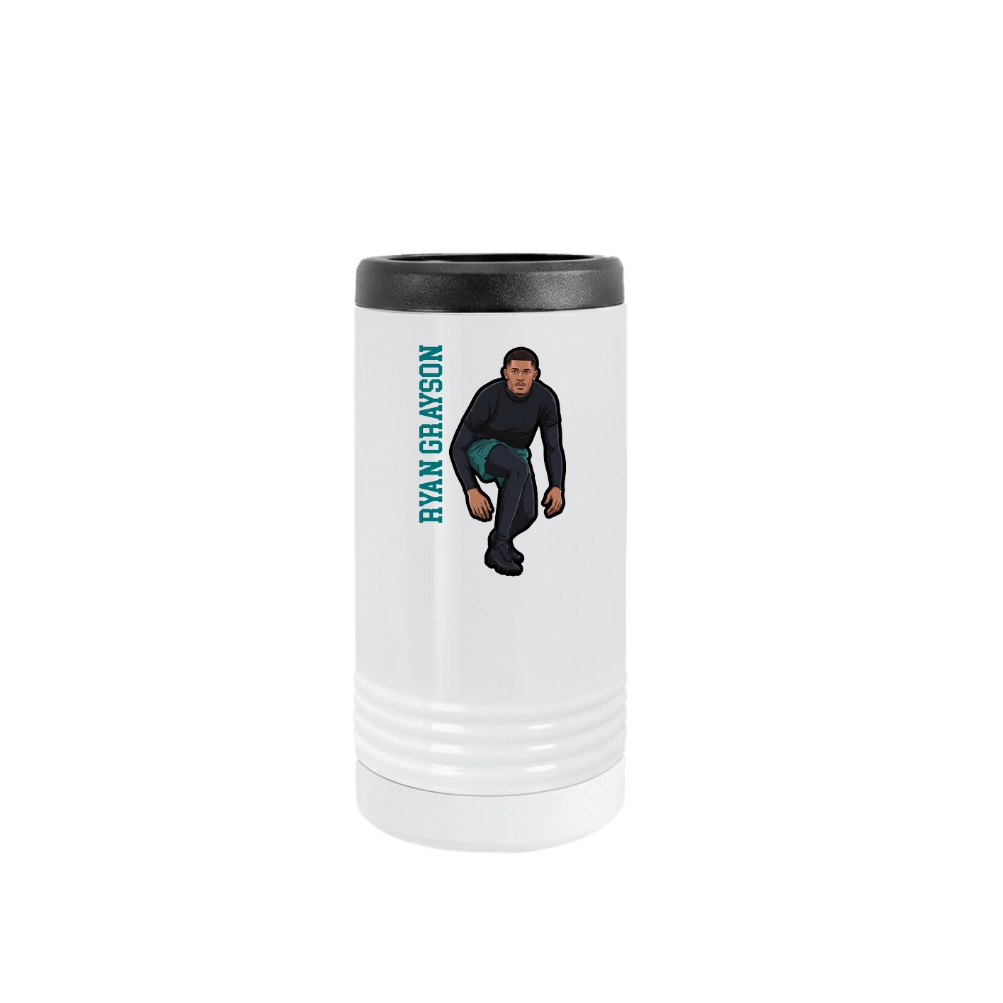 Slim Beverage Holder — Name Vertical in White