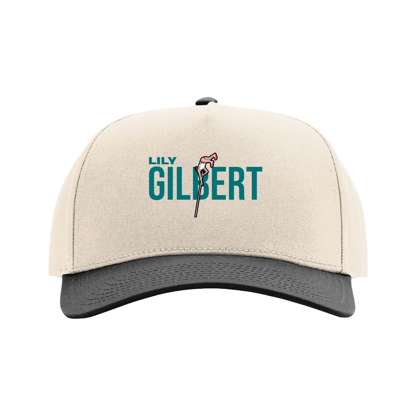 Full Fabric Five-Panel Champ Cap — Player Name in Cream/Black