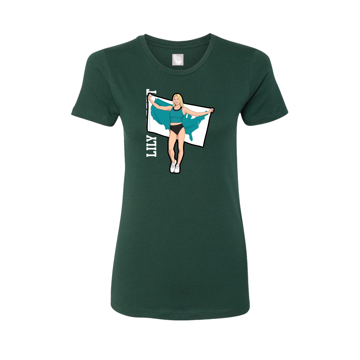 Womens Tee — Name Vertical in Green