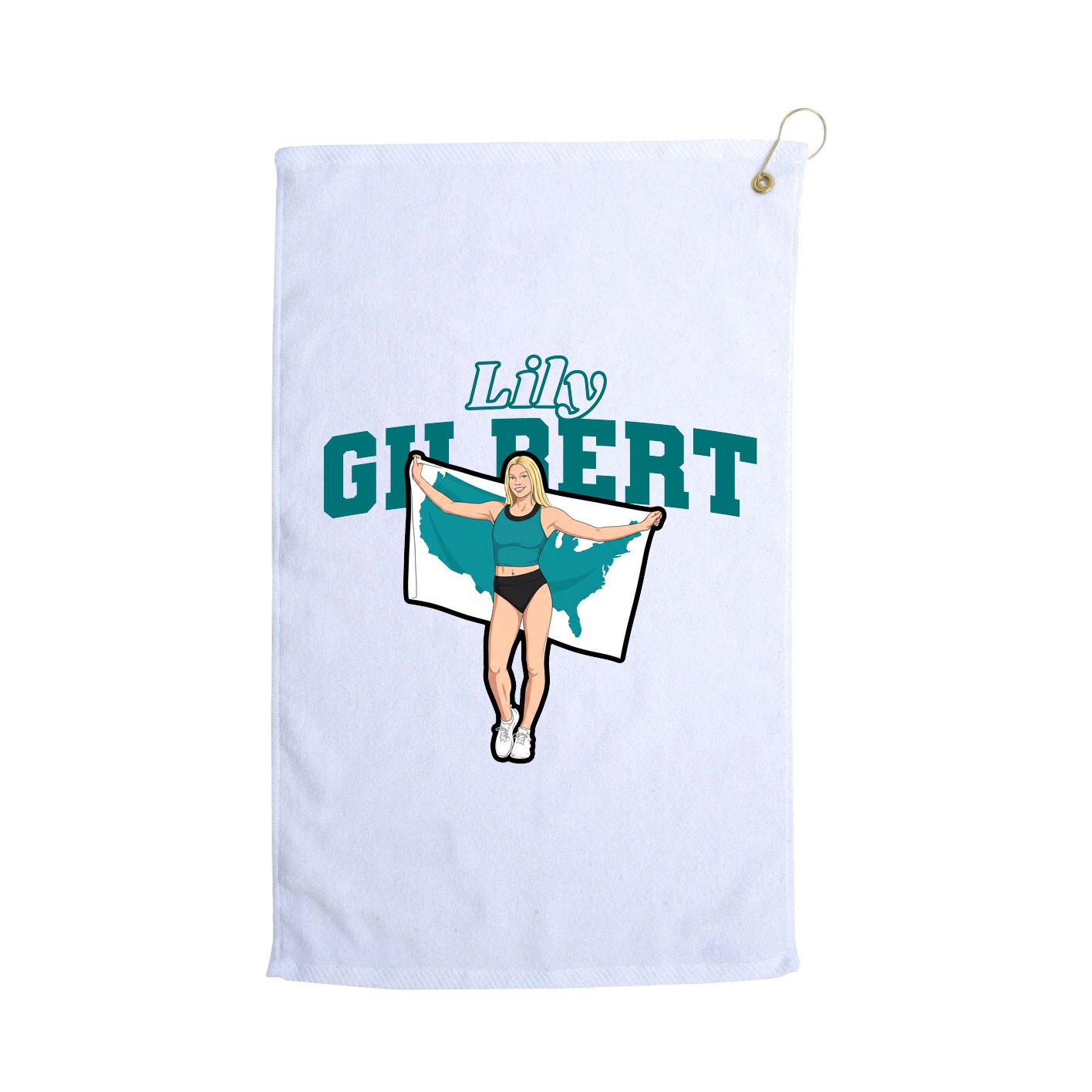 Golf Towel — Name Arch in White