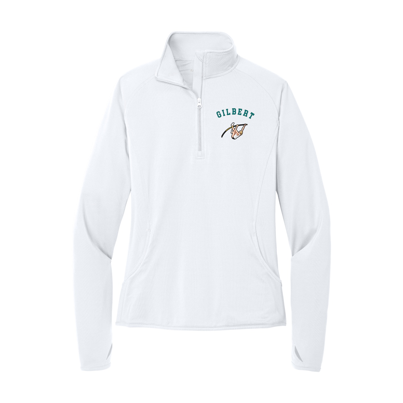 Women's Q-Zip Pullover — Shirsey Arch in White