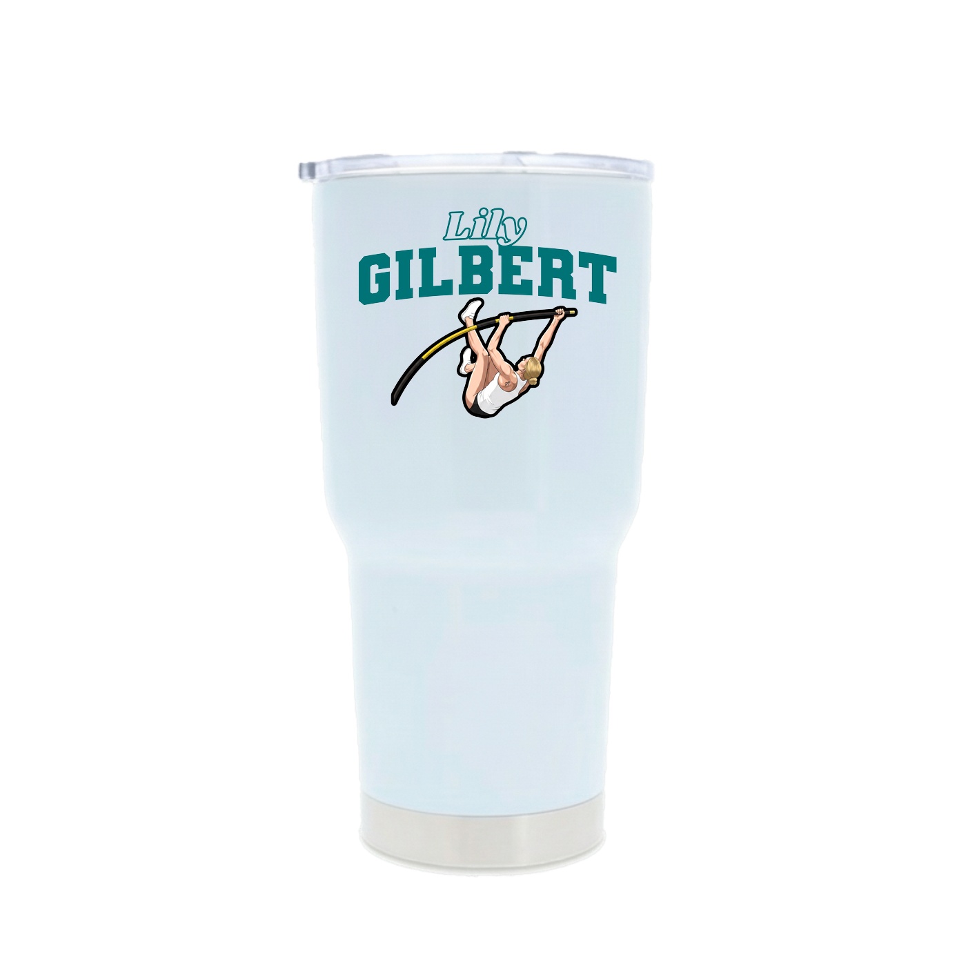 30oz Stainless Steel Tumbler — Name Arch in White