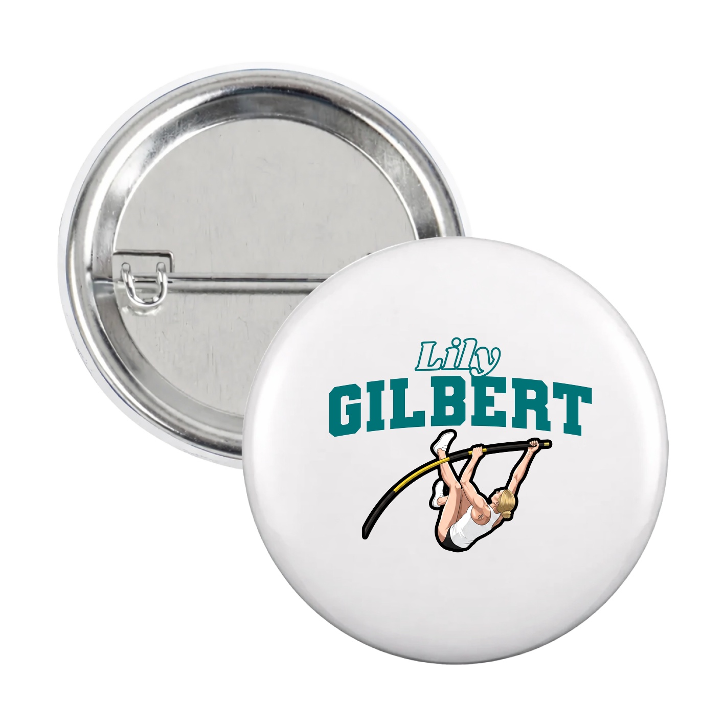 Game Day Button — Name Arch in White
