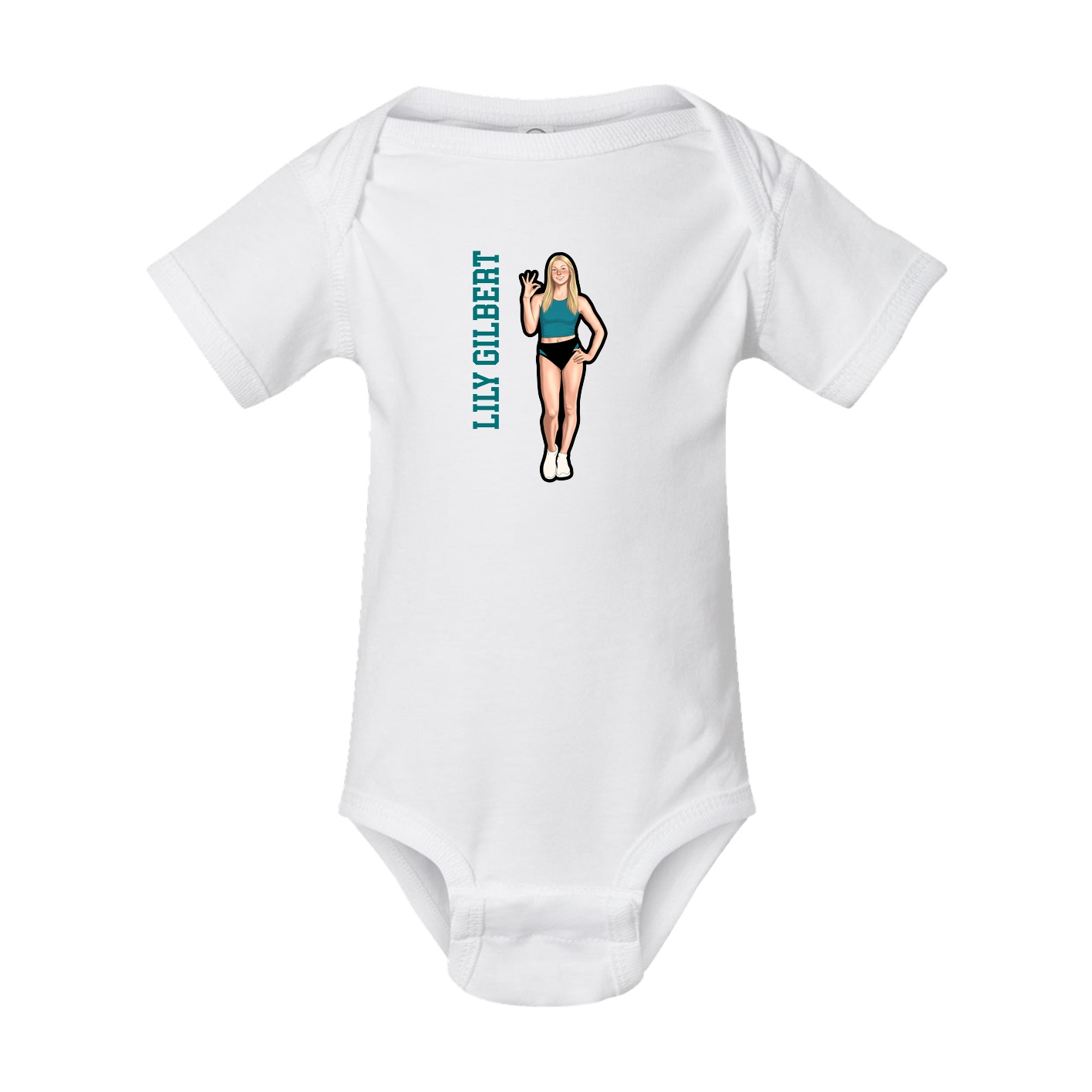 Baby Onesie — Name Vertical in White