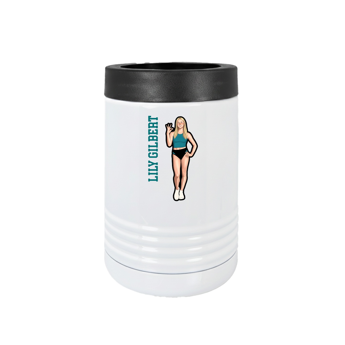 Beverage Holder — Name Vertical in White