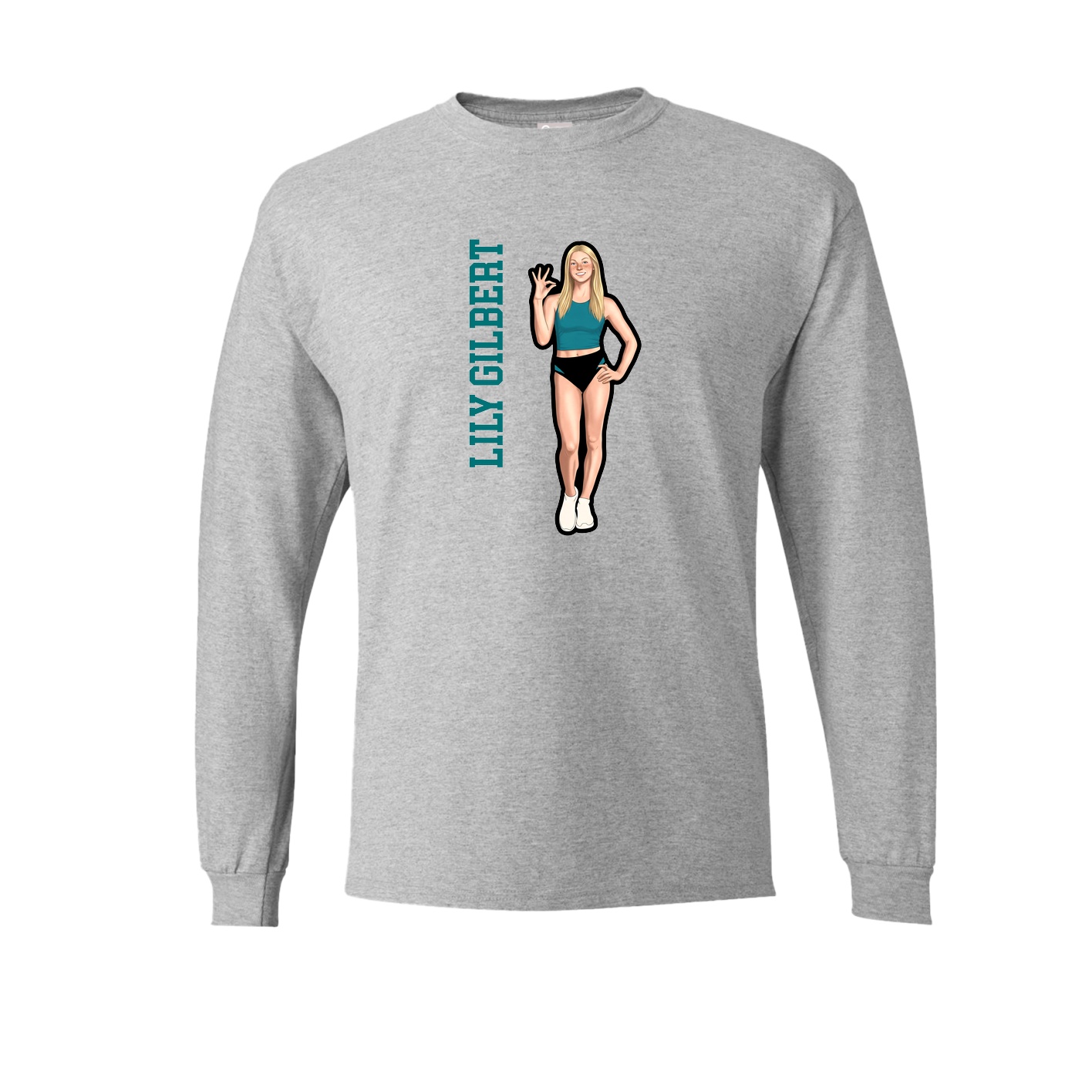 Long Sleeve Tee — Name Vertical in Grey
