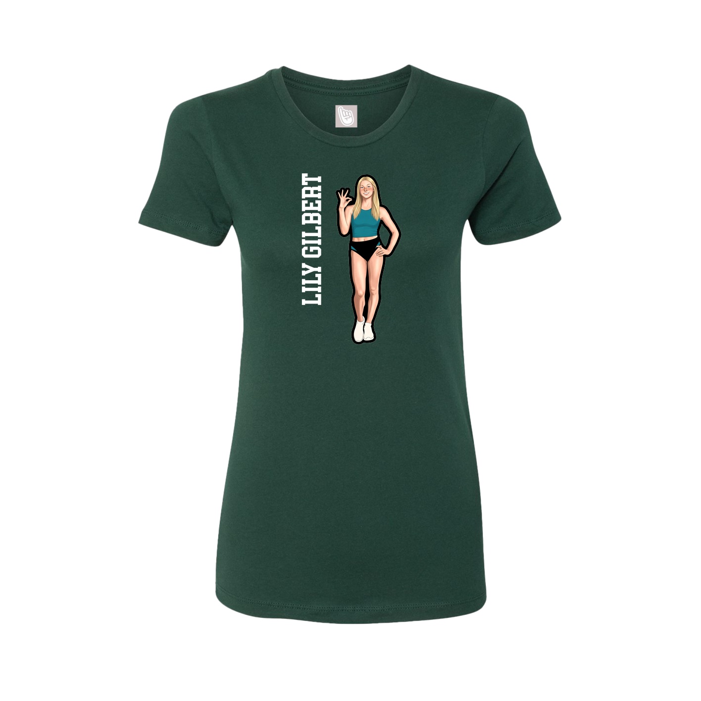 Womens Tee — Name Vertical in Green