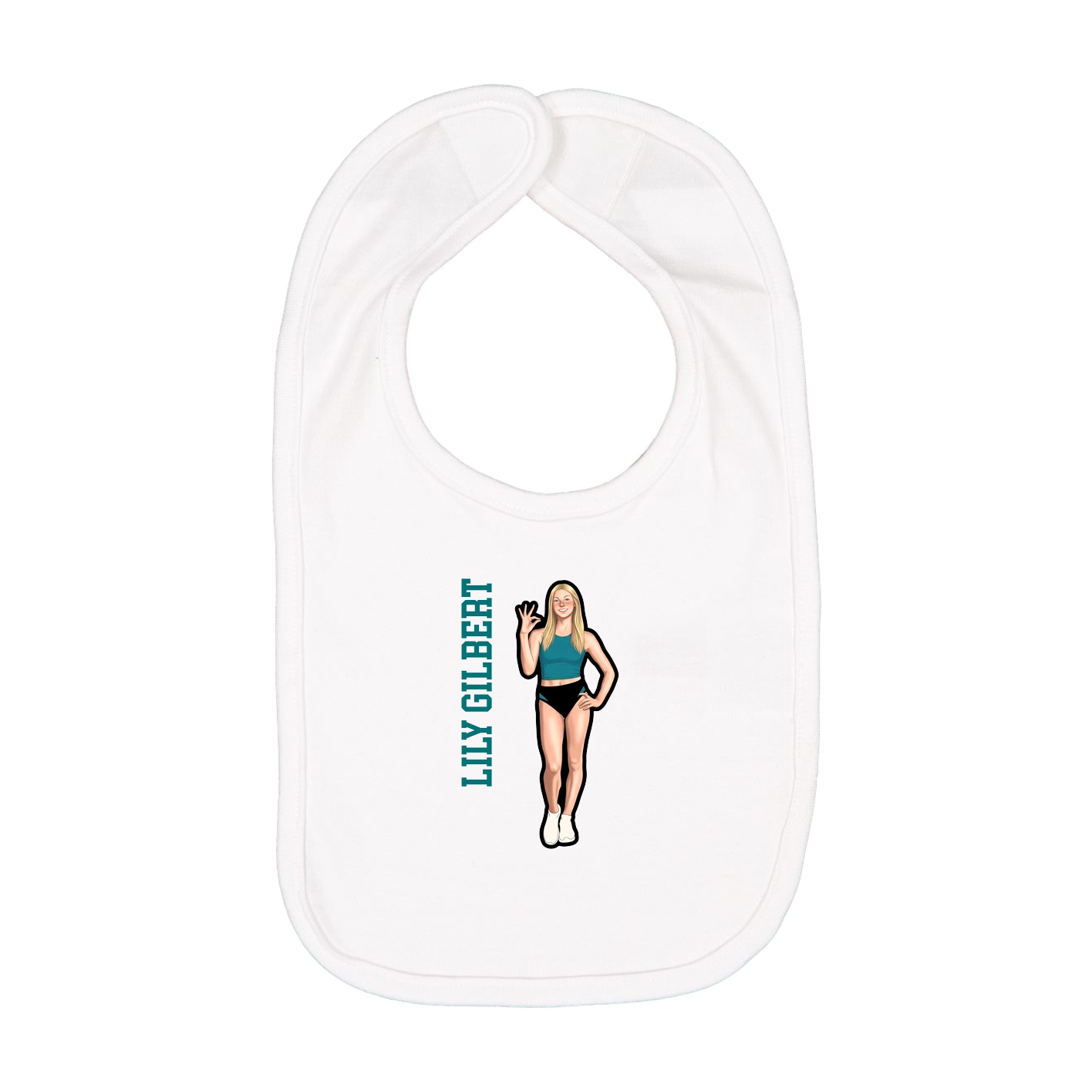 Infant Bib — Name Vertical in White