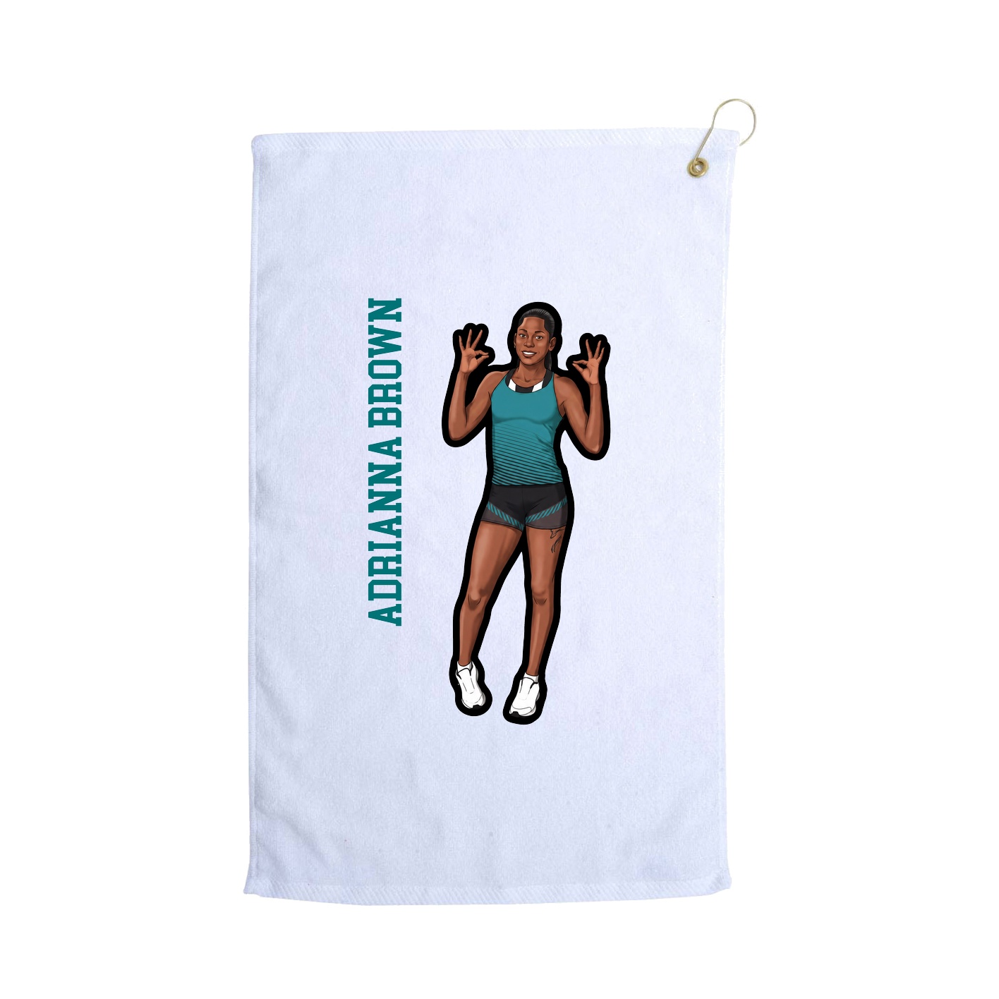 Golf Towel — Name Vertical in White