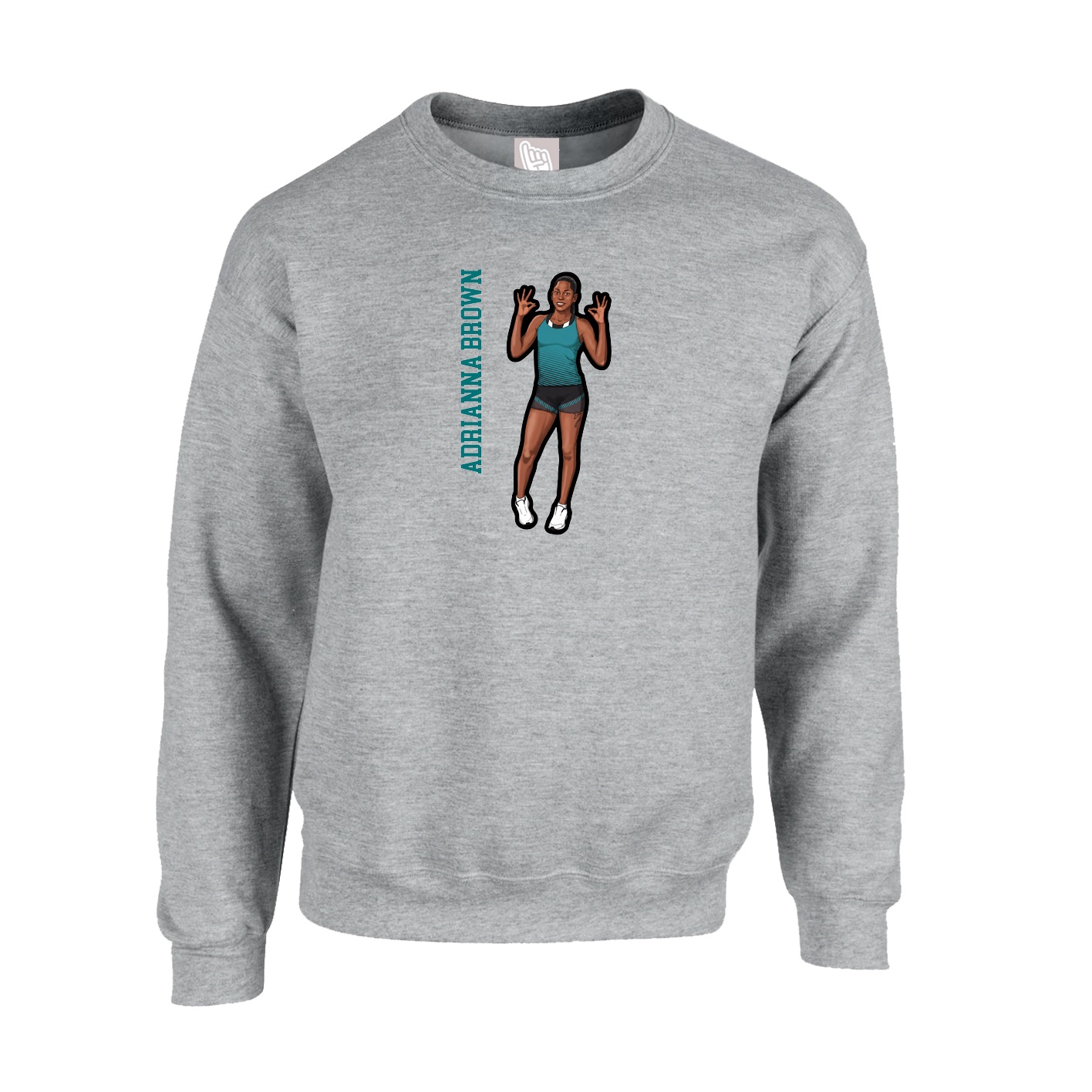 Fleece Crew — Name Vertical in Grey
