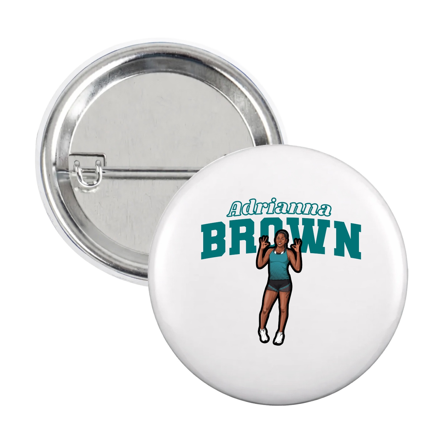 Game Day Button — Name Arch in White