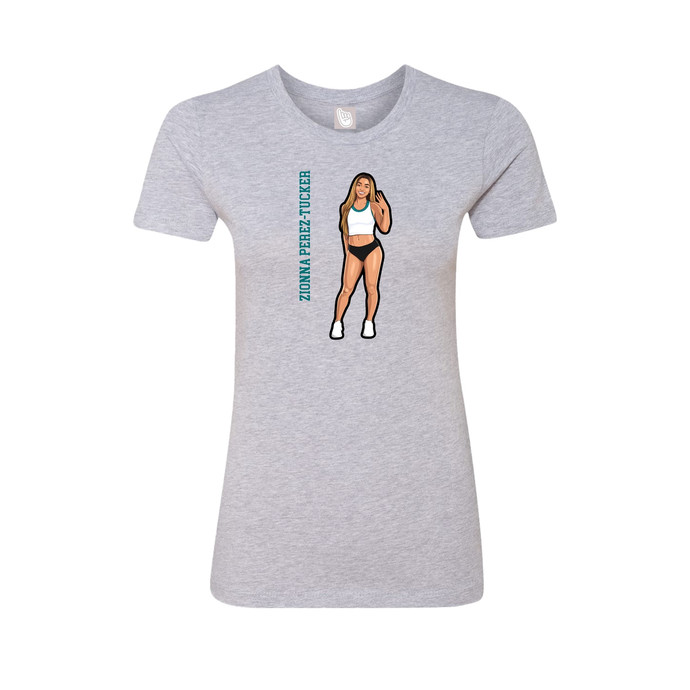 Fitted Women's Tee — Name Vertical in Grey