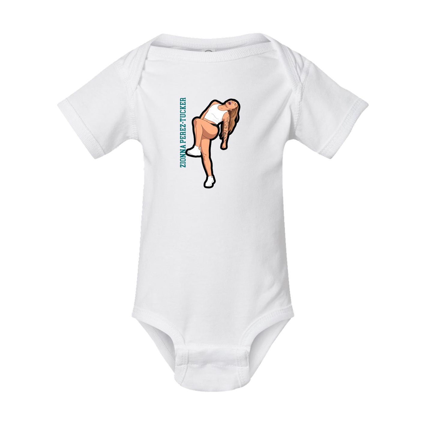 Baby Onesie — Name Vertical in White