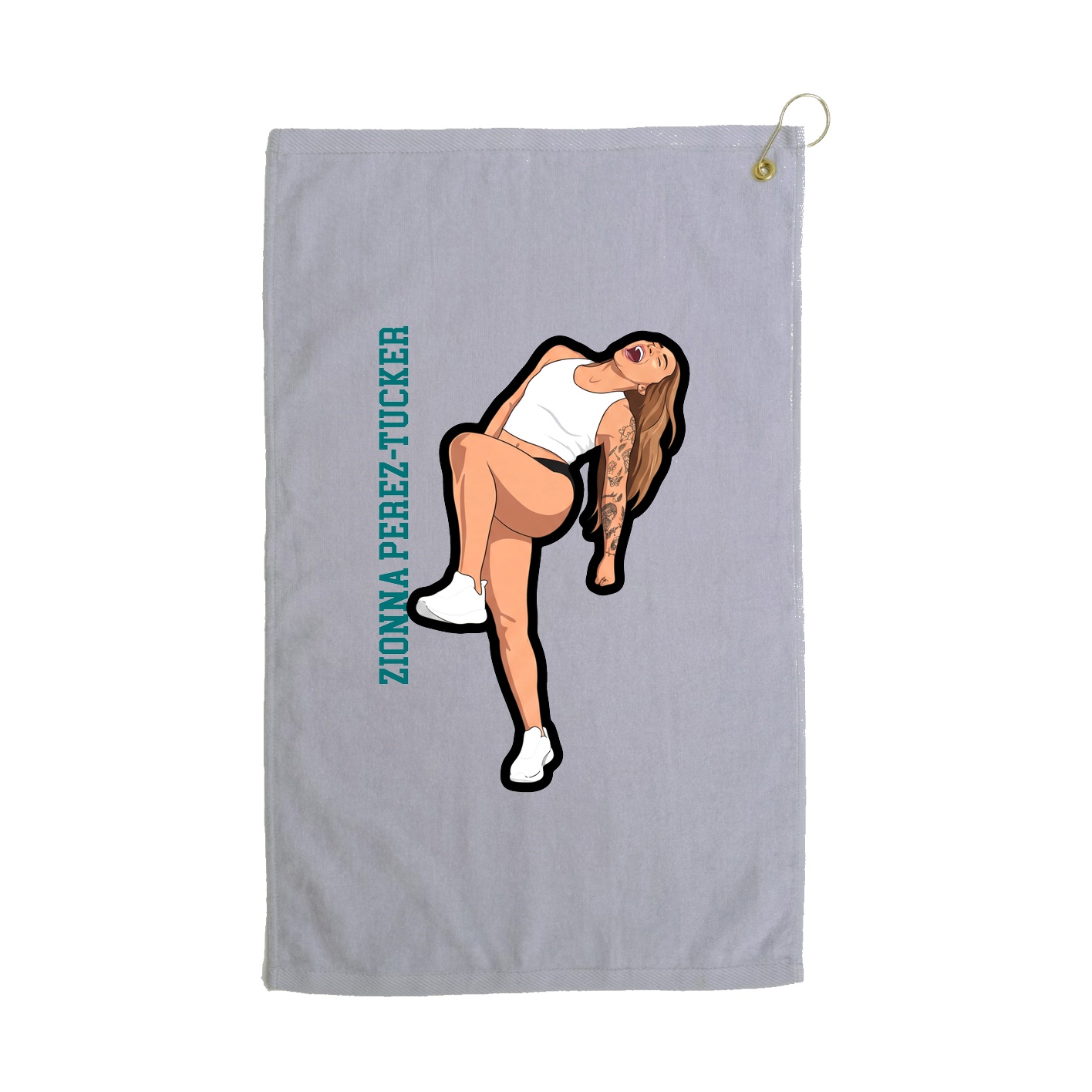 Golf Towel — Name Vertical in Grey
