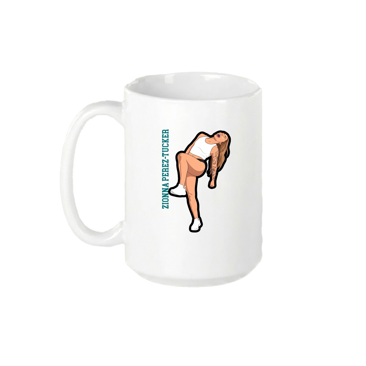 15oz Coffee Mug — Name Vertical in White