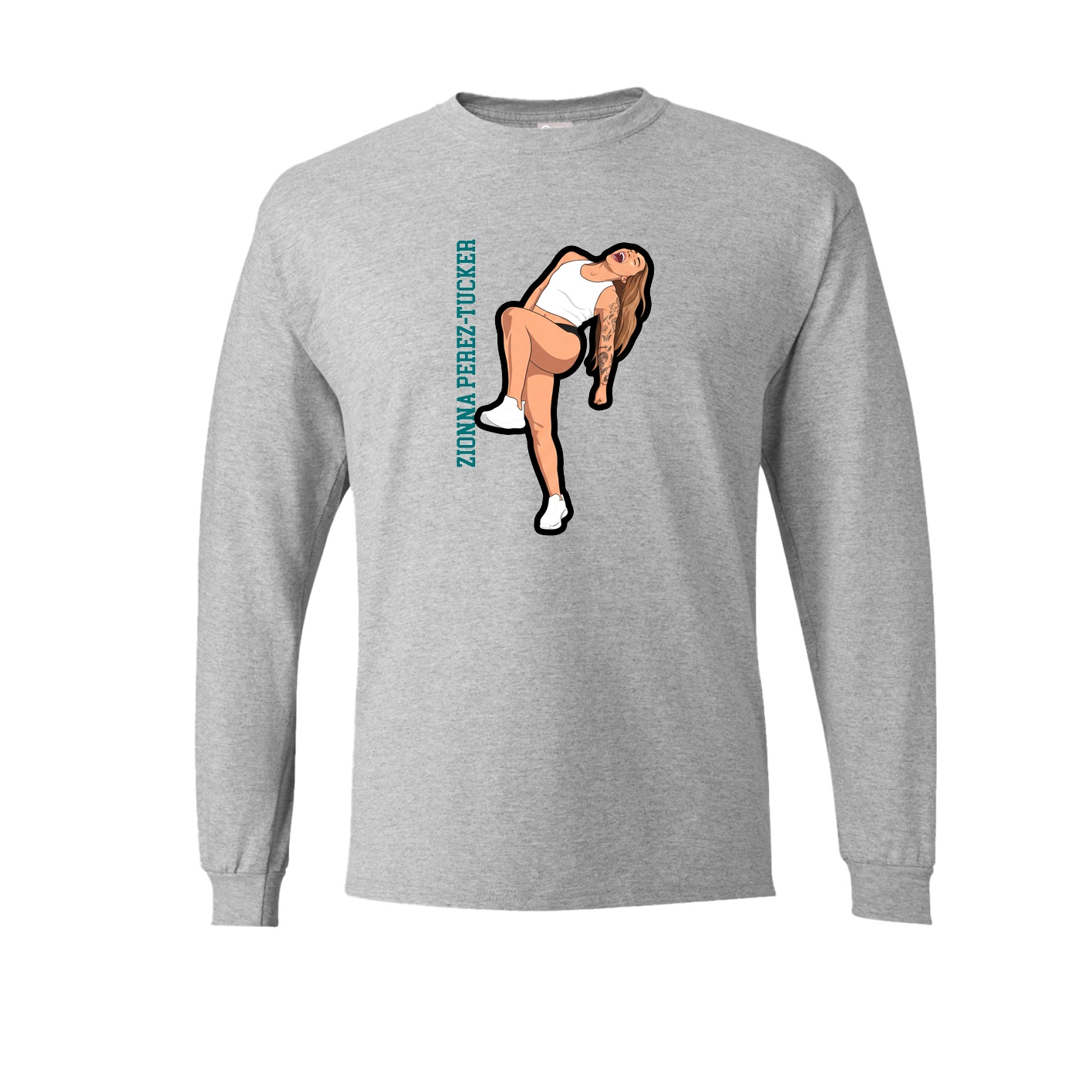 Long Sleeve Tee — Name Vertical in Grey