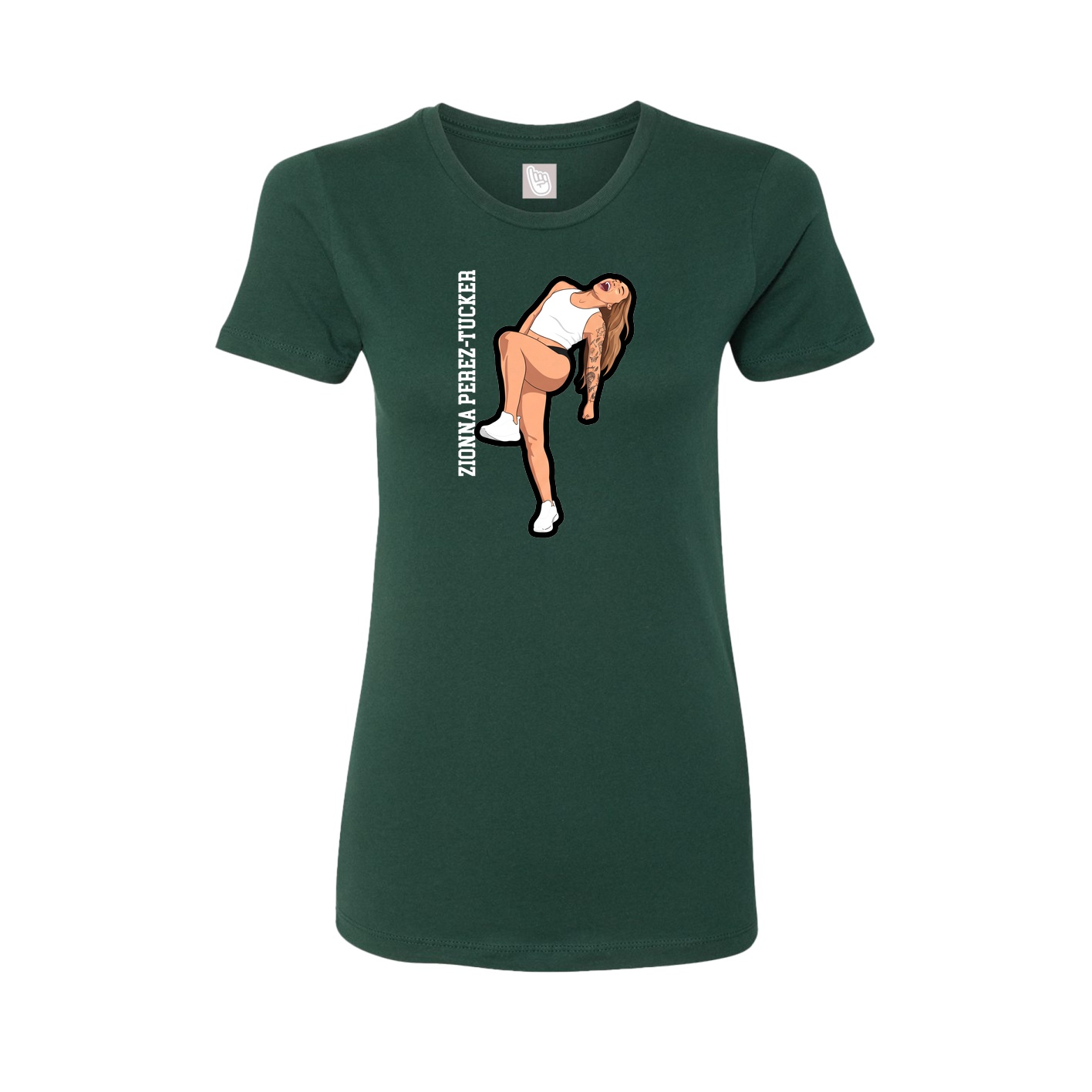 Fitted Women's Tee — Name Vertical in Green