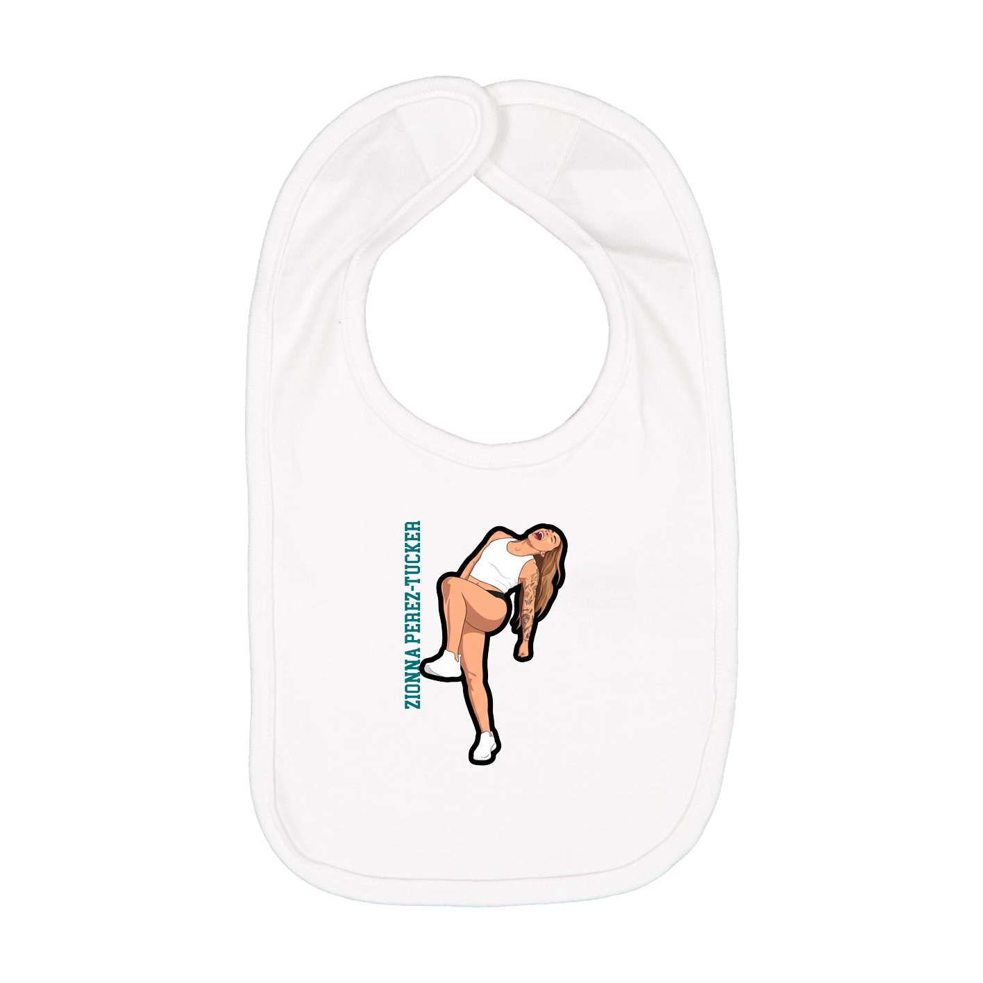 Infant Bib — Name Vertical in White