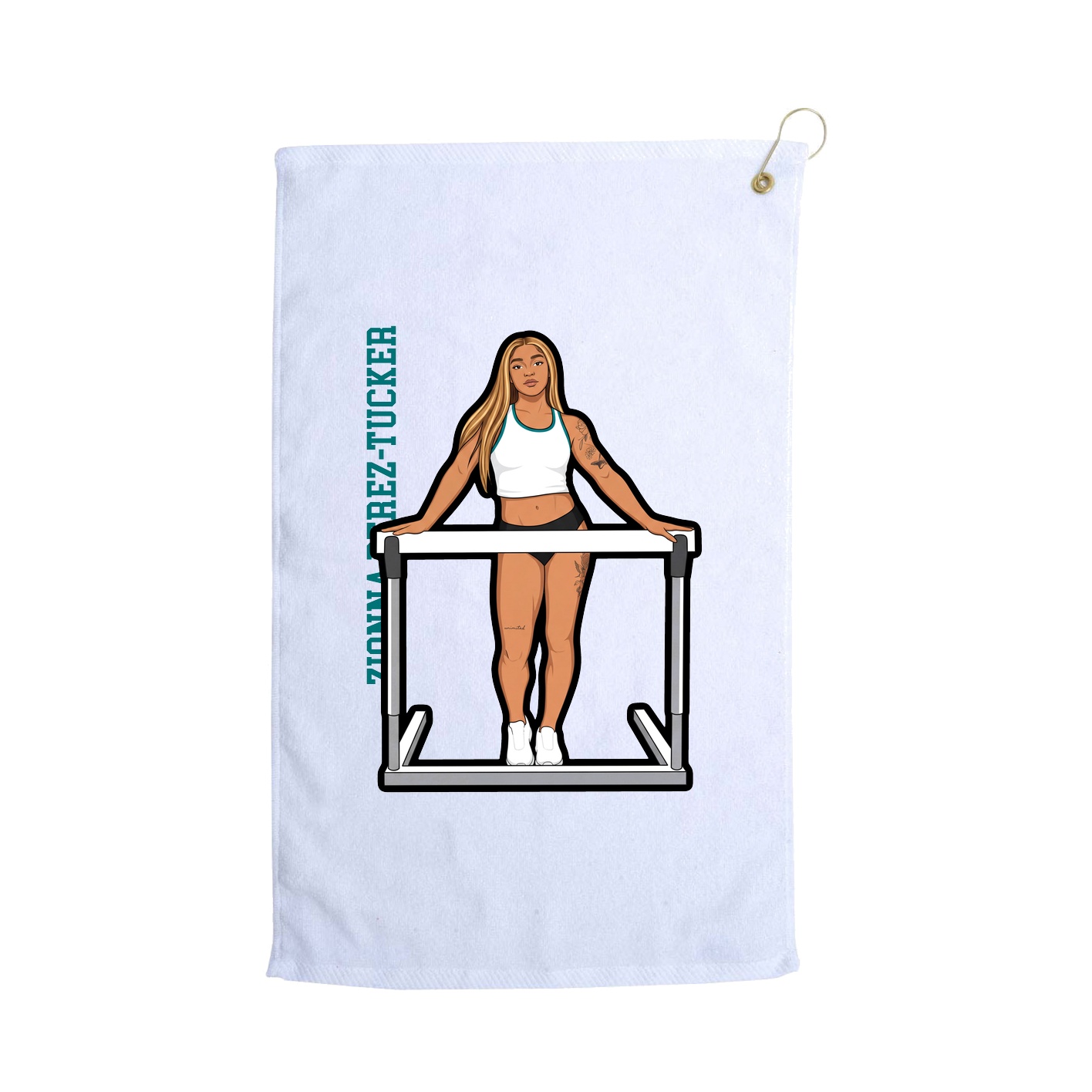 Golf Towel — Name Vertical in White