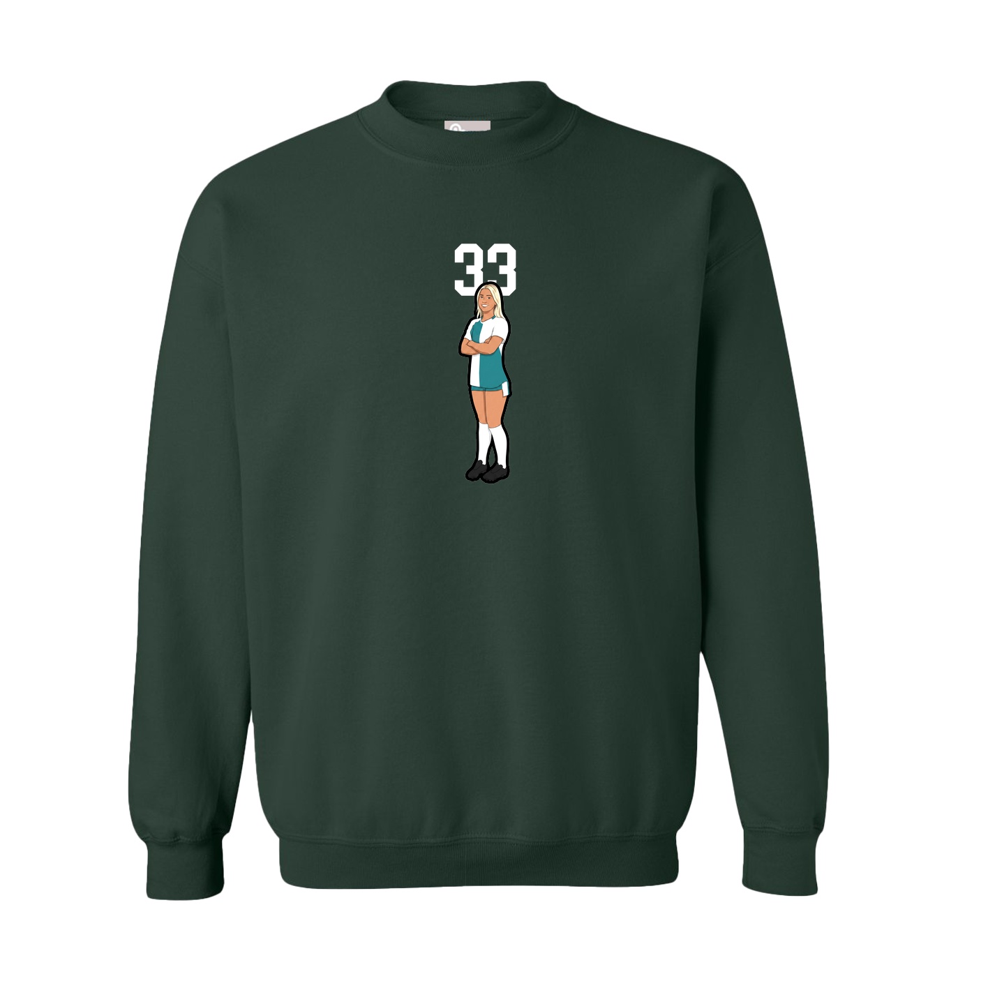 Fleece Crew — Number Top in Green