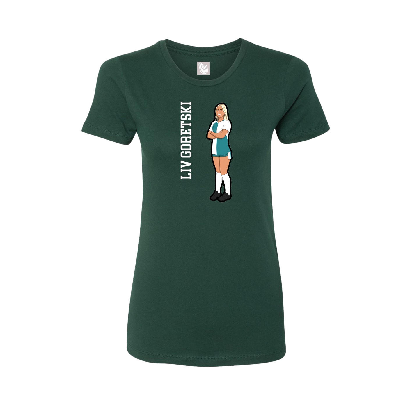 Womens Tee — Name Vertical in Green