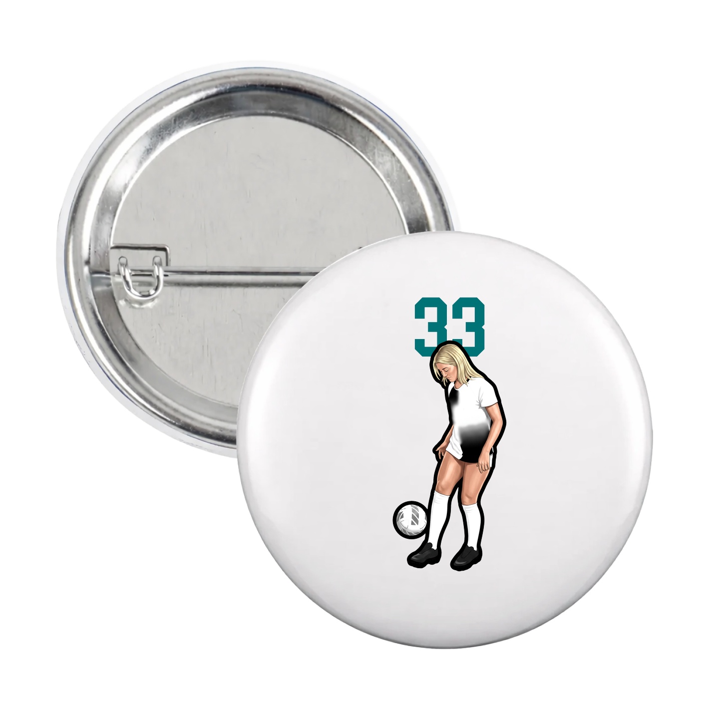 Game Day Button — Number Top in White
