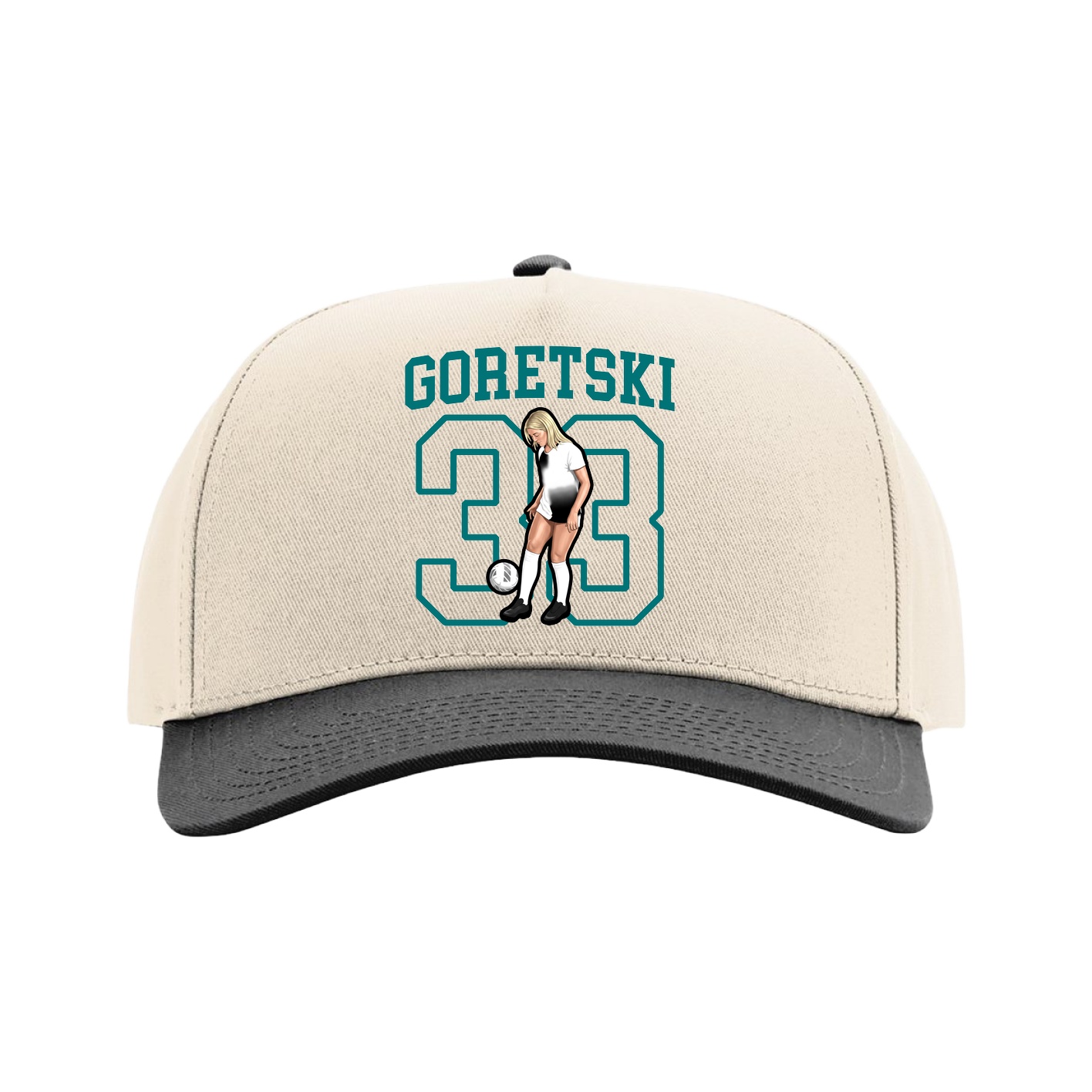 Full Fabric Five-Panel Champ Cap — Shirsey in Cream/Black