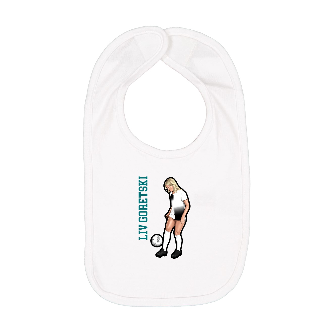 Infant Bib — Name Vertical in White