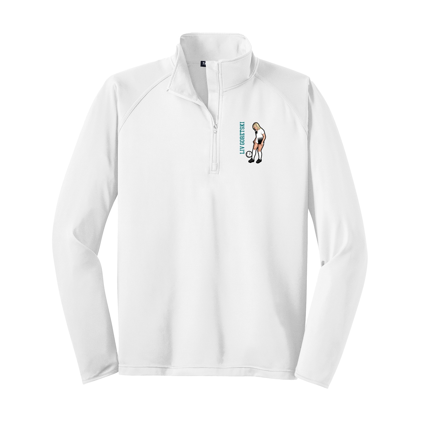 Q-Zip Pullover — Name Vertical in White
