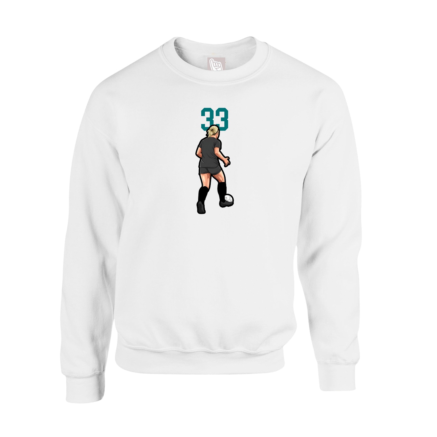 Fleece Crew — Number Top in White