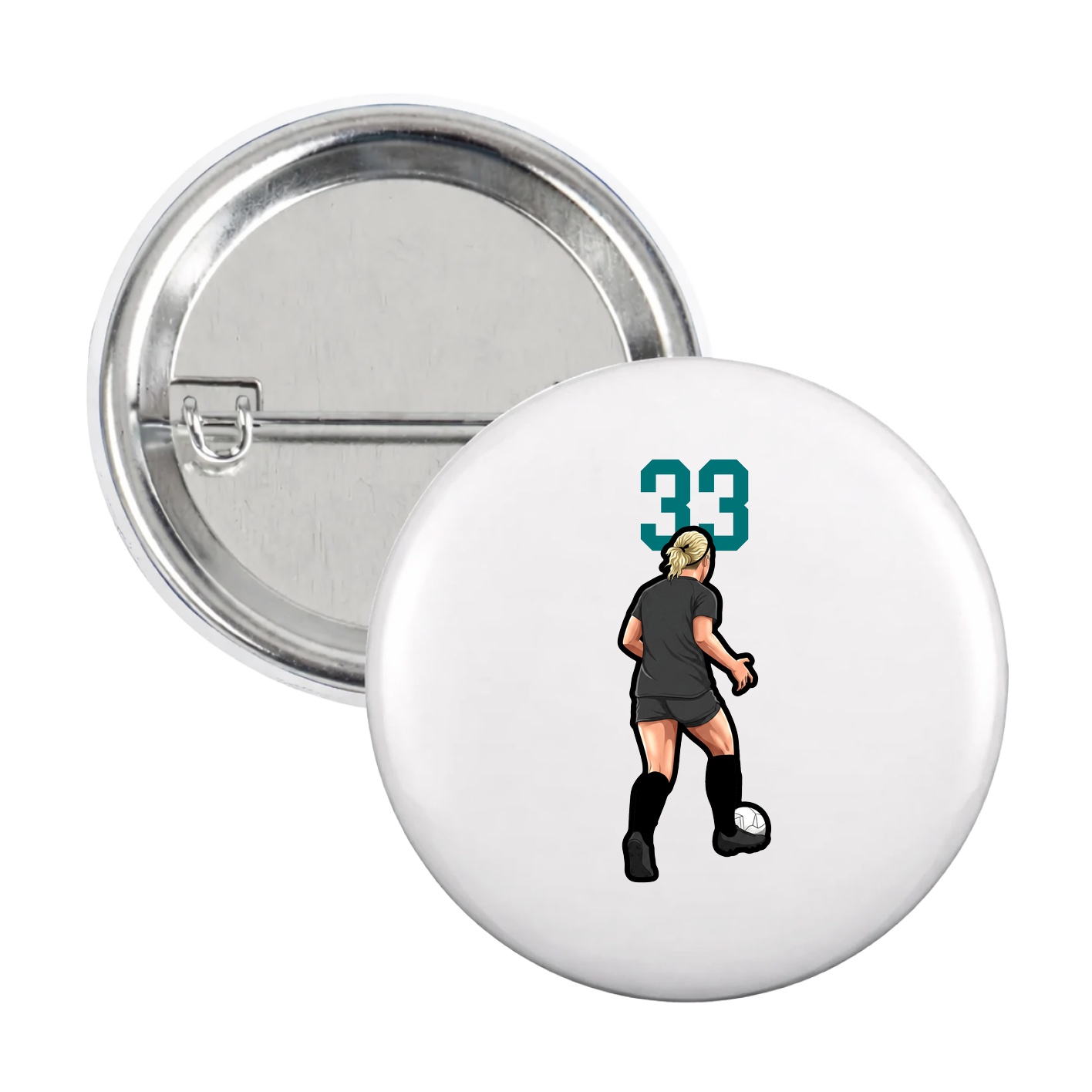 Game Day Button — Number Top in White